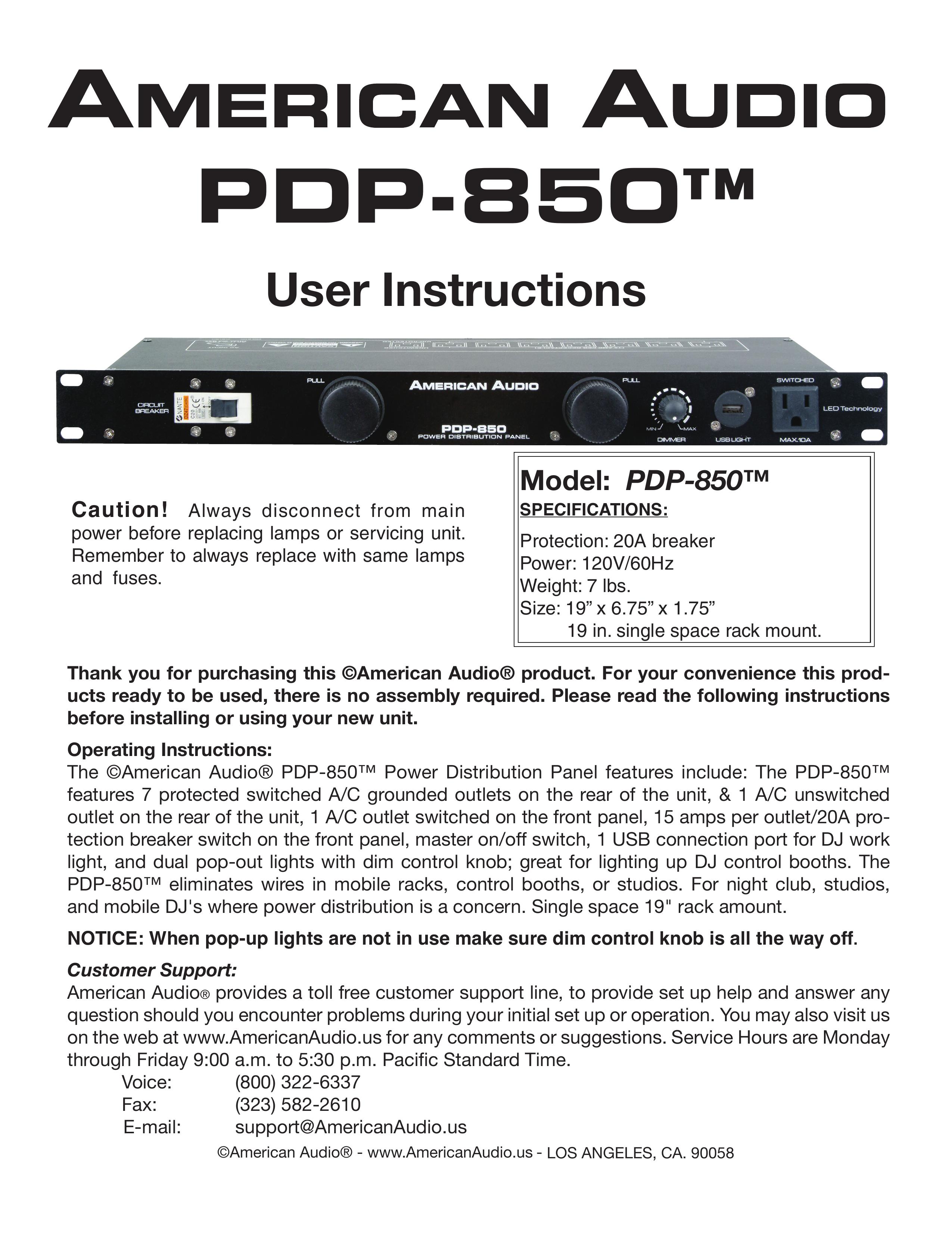 American Audio PDP-850 Yard Vacuum User Manual
