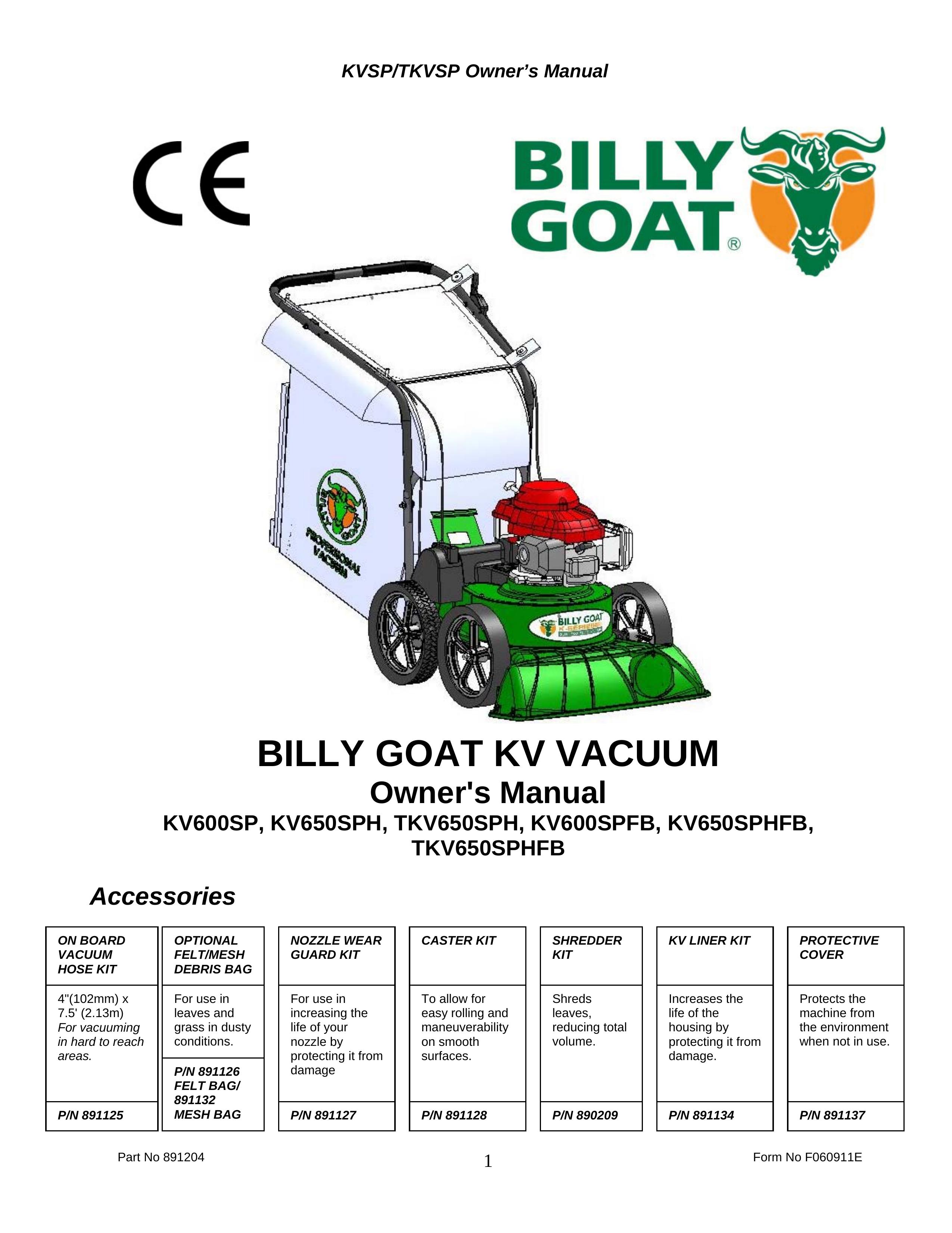 Billy Goat KV600SP Yard Vacuum User Manual