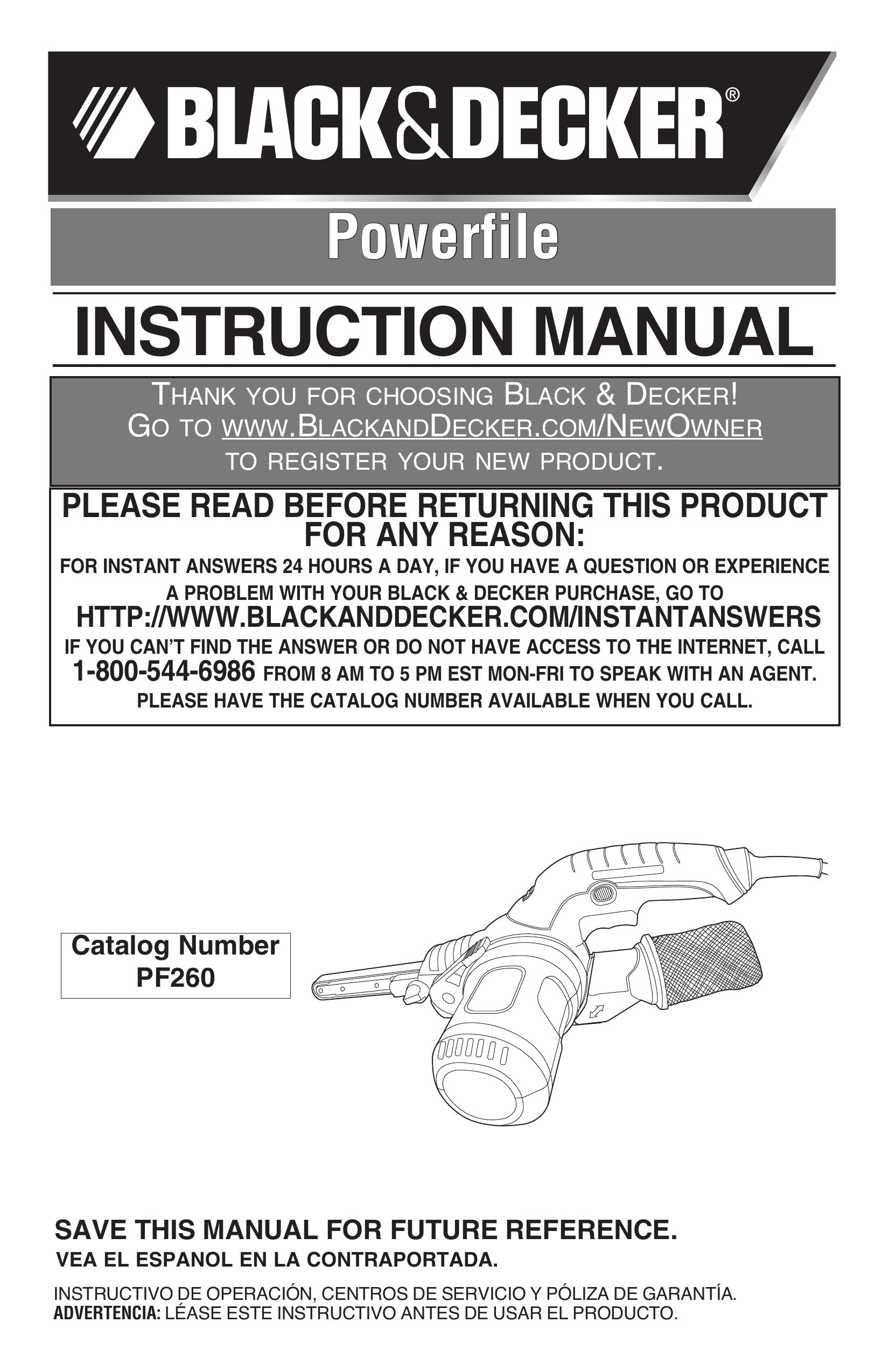 Black & Decker PF260 Yard Vacuum User Manual