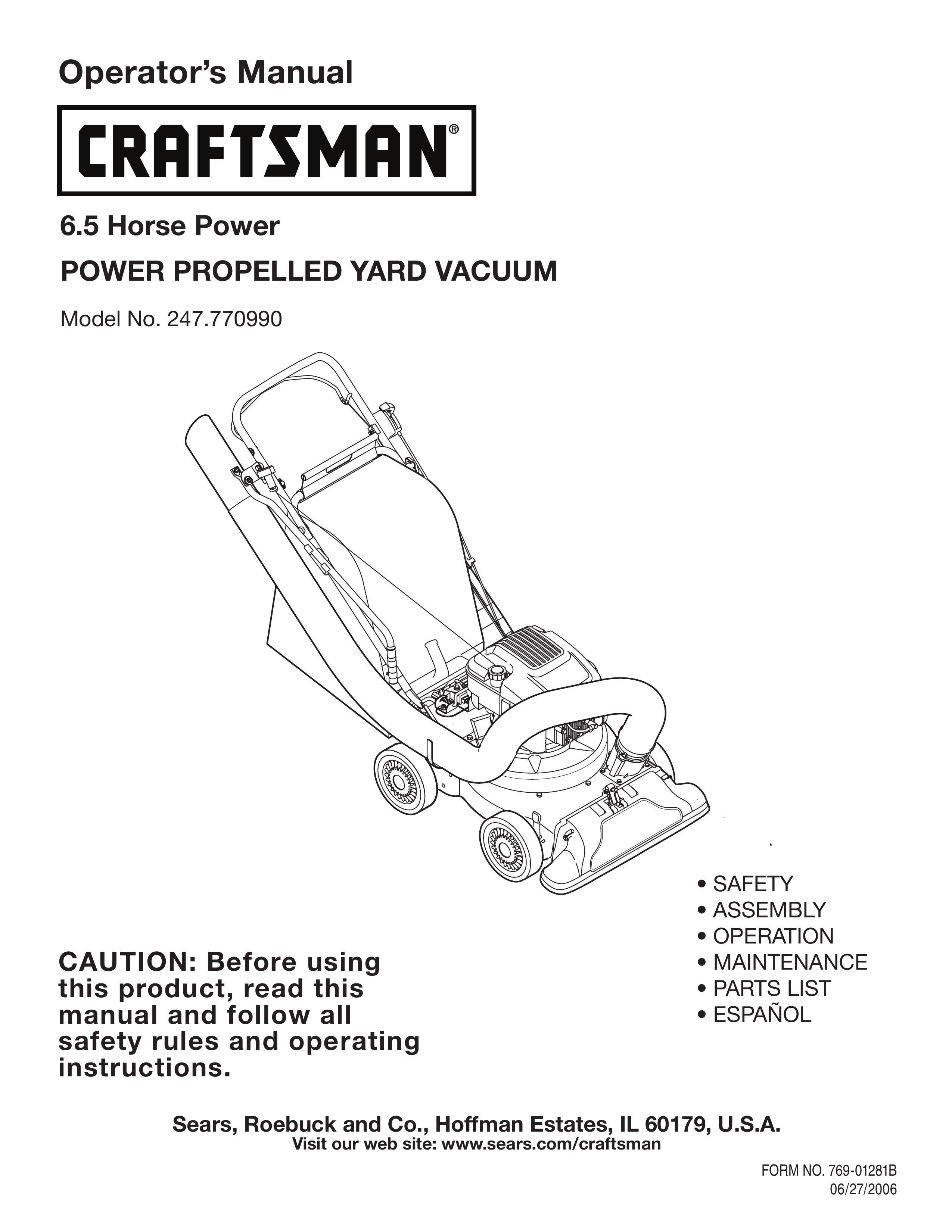 Craftsman 247.77099 Yard Vacuum User Manual