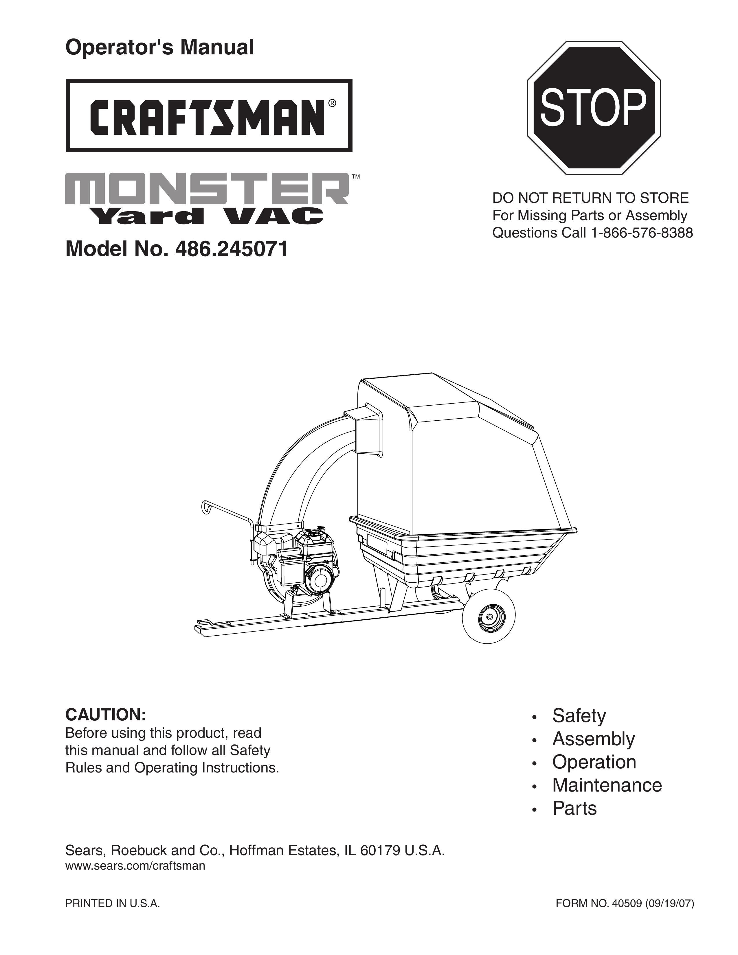 Craftsman 486.245071 Yard Vacuum User Manual