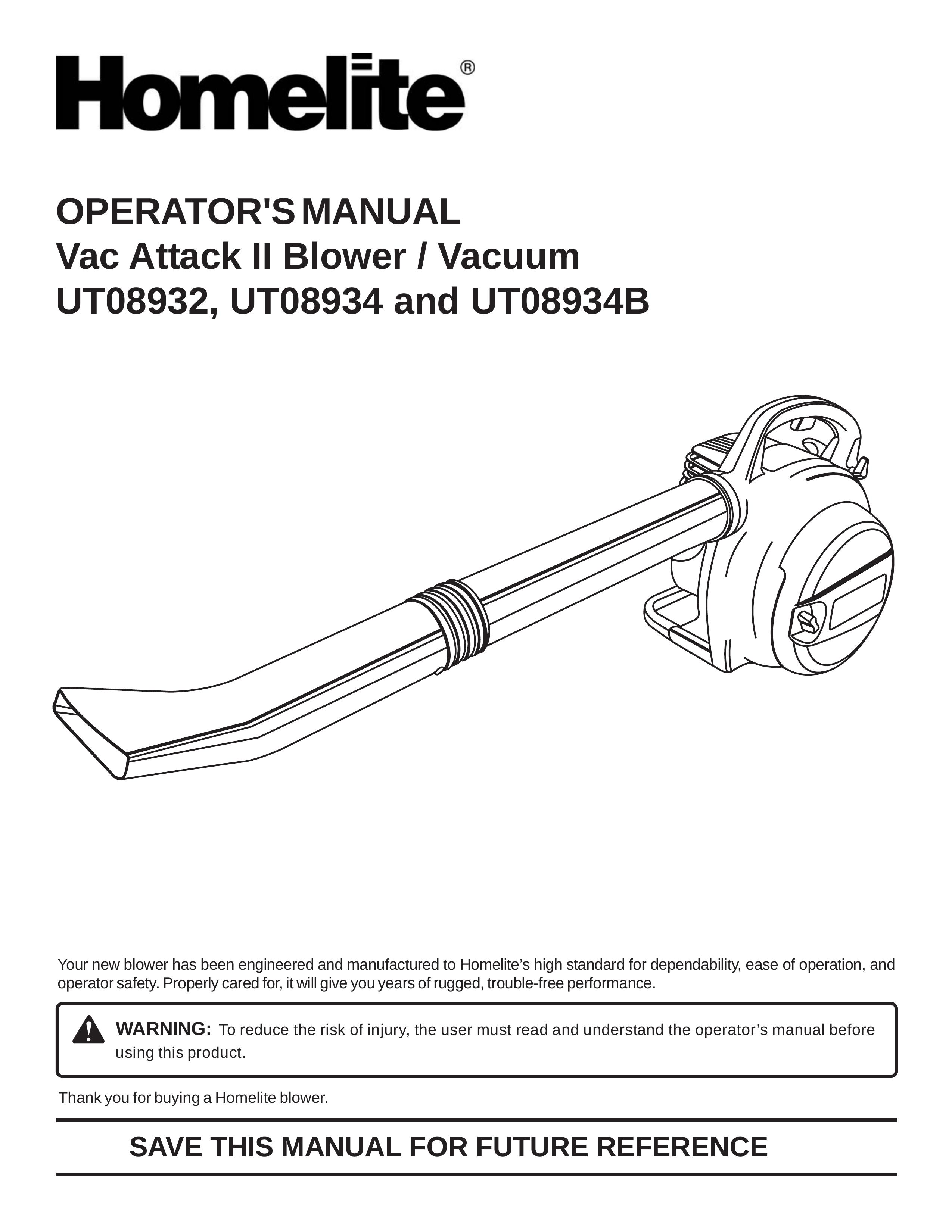 Homelite UT08932 Yard Vacuum User Manual