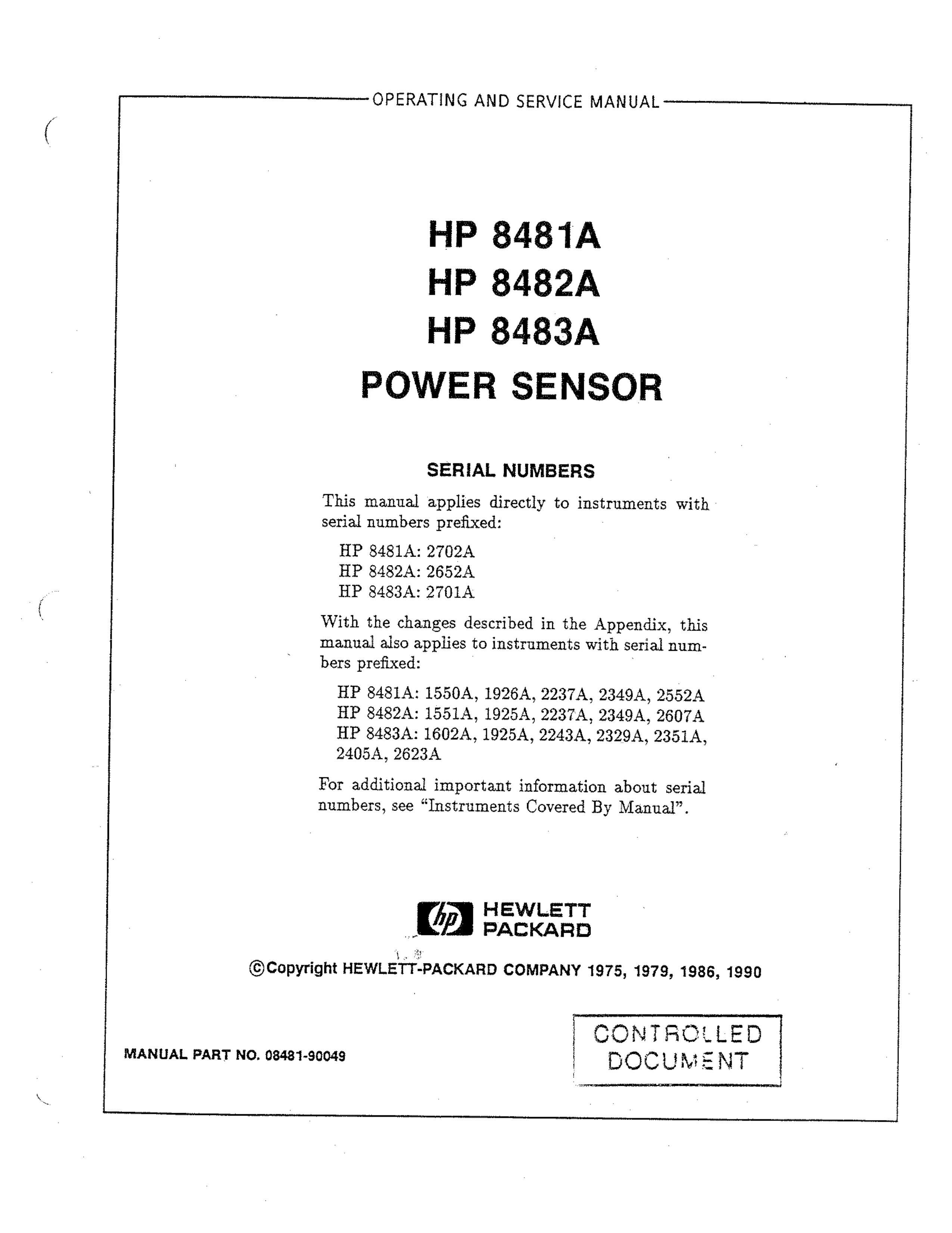 HP (Hewlett-Packard) HP 8481A Yard Vacuum User Manual