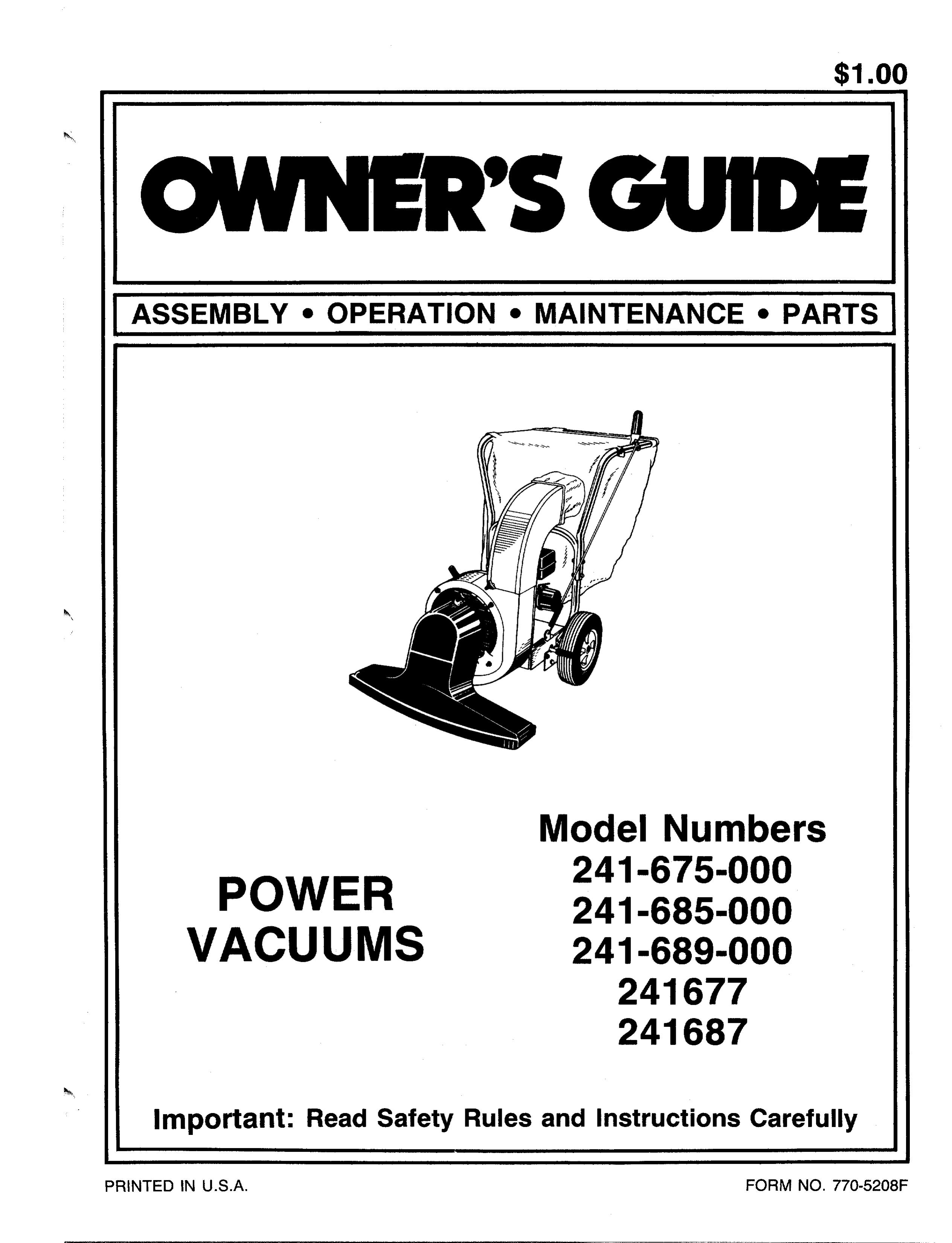 MTD 241687 Yard Vacuum User Manual
