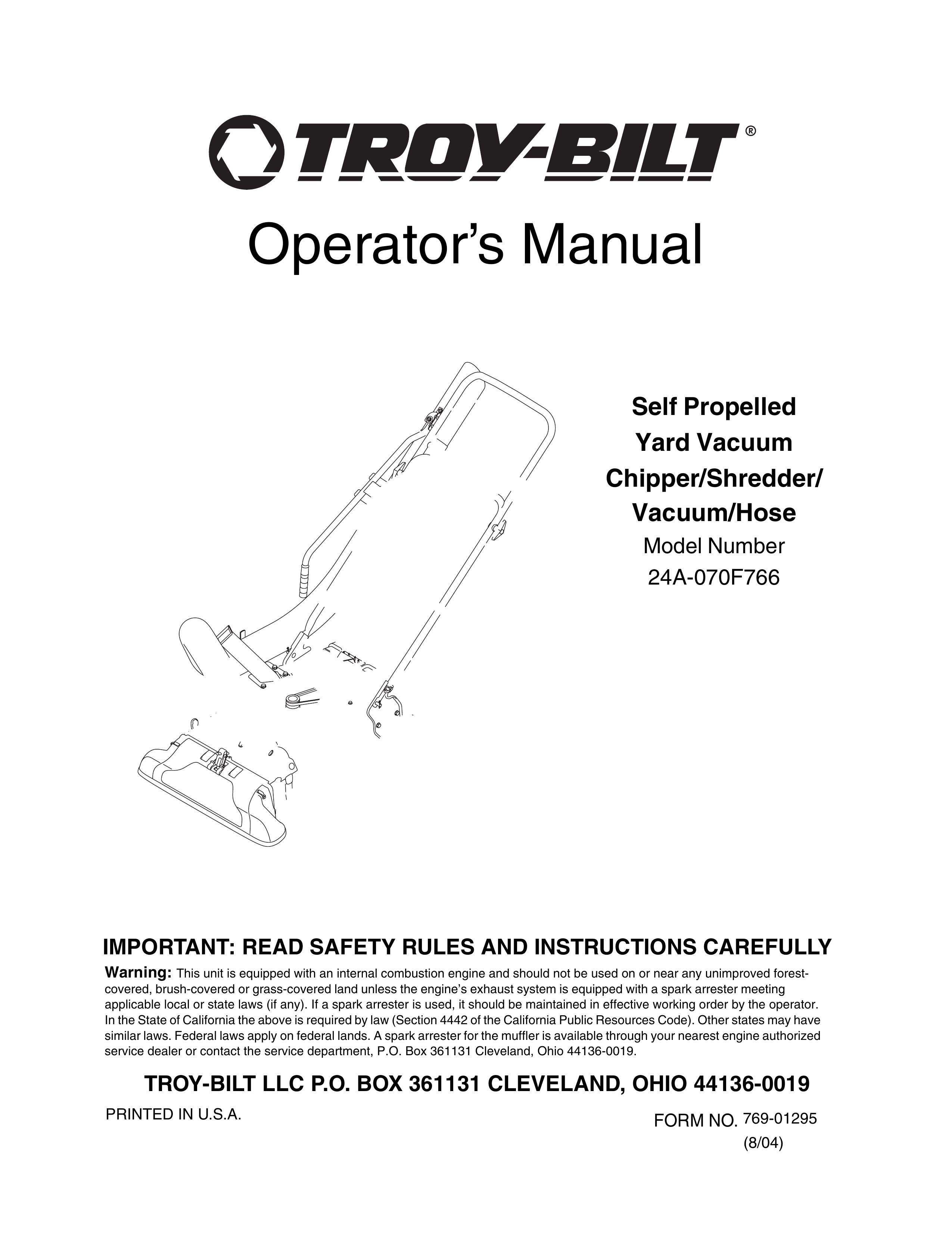 Troy-Bilt 24A-070F766 Yard Vacuum User Manual