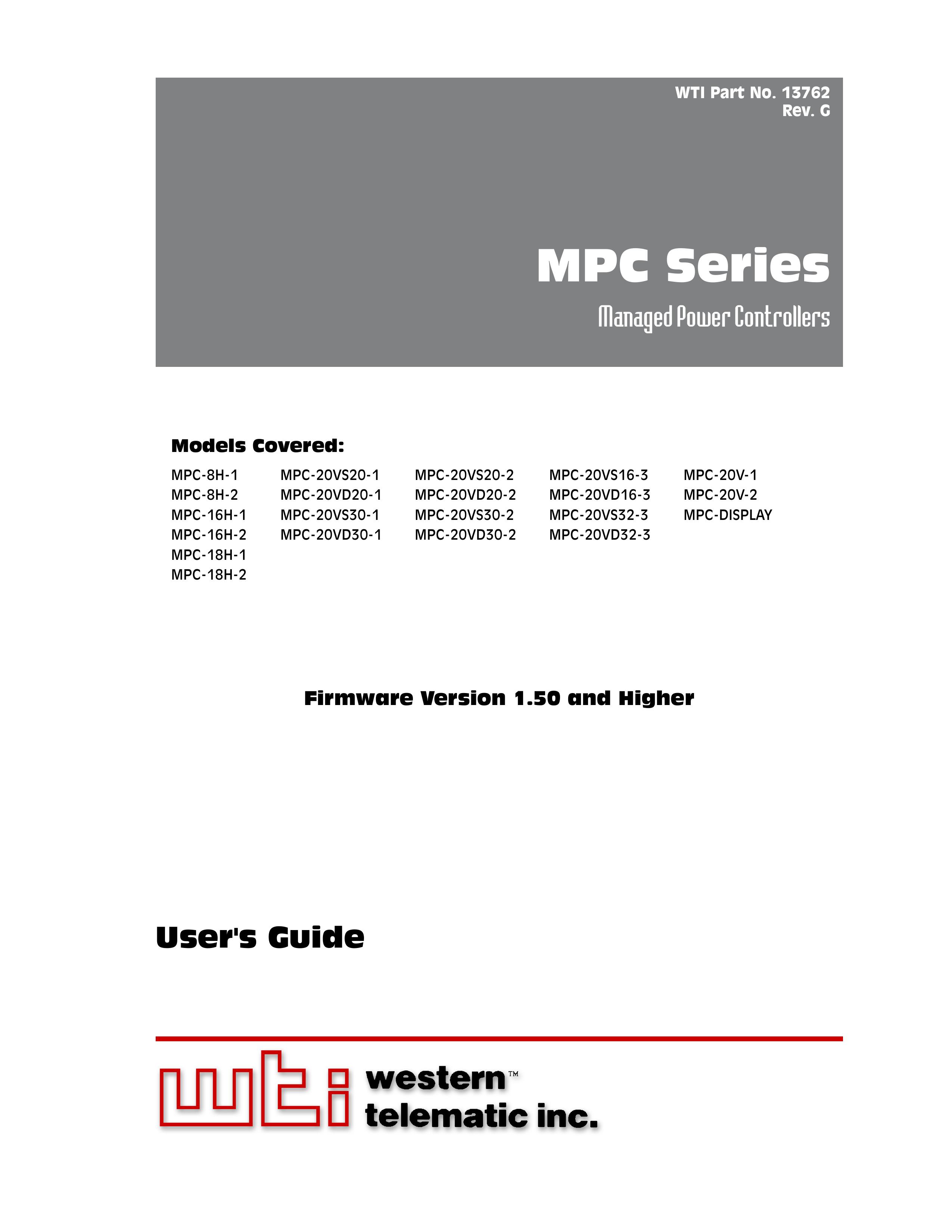 Western Telematic MPC-20V-1 MPC-8H-2 Yard Vacuum User Manual