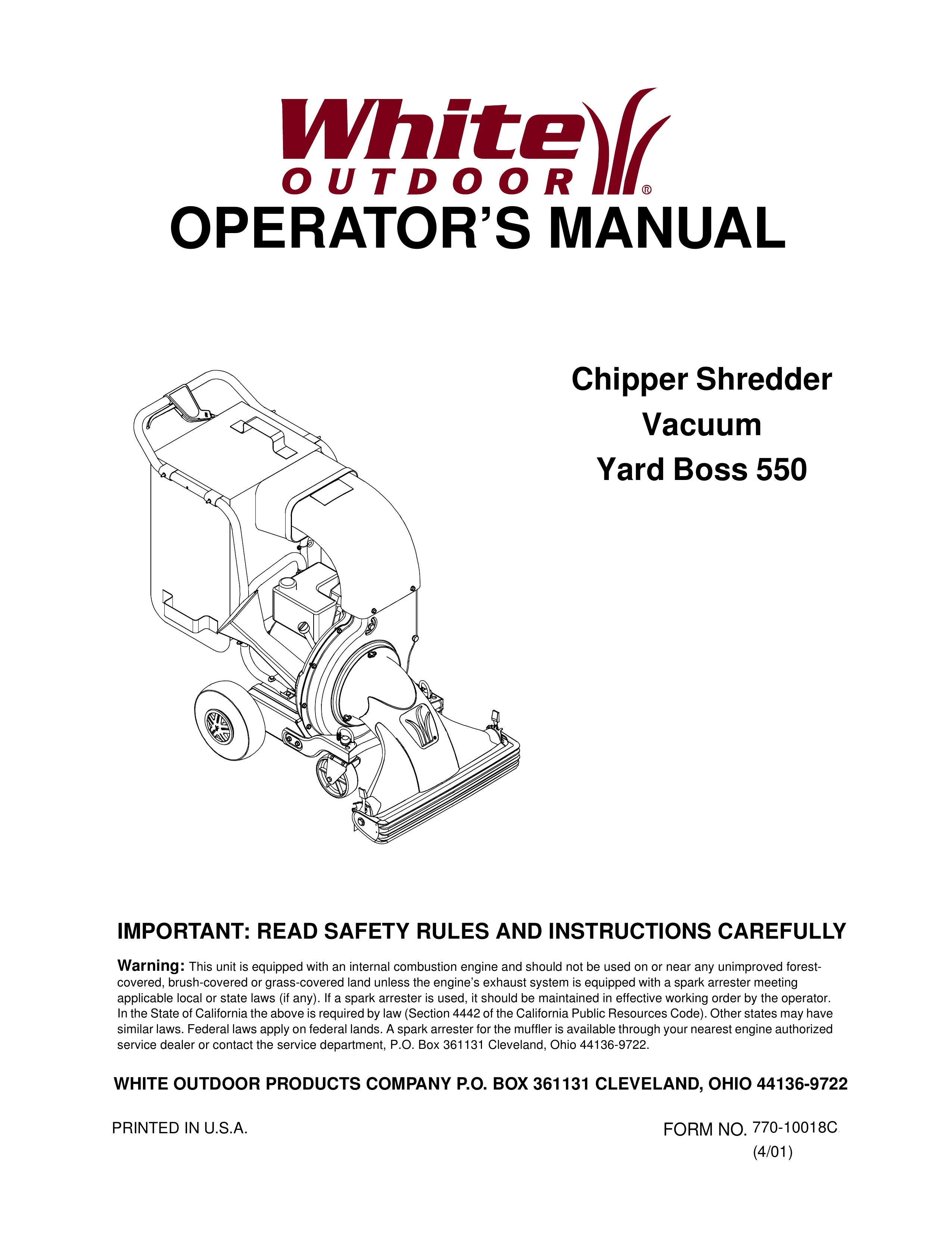 White Outdoor 550 Yard Vacuum User Manual