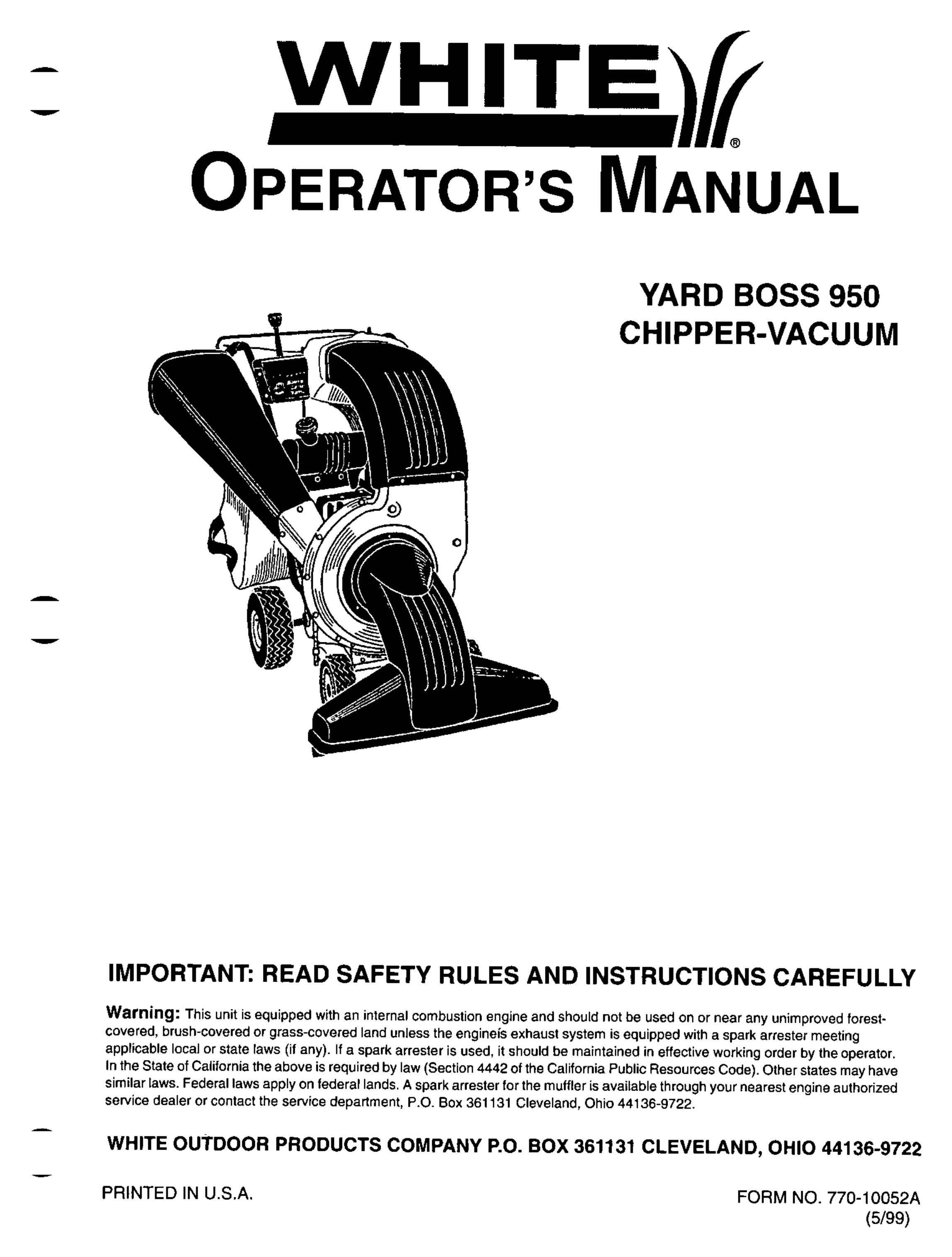 White Outdoor 950 Yard Vacuum User Manual