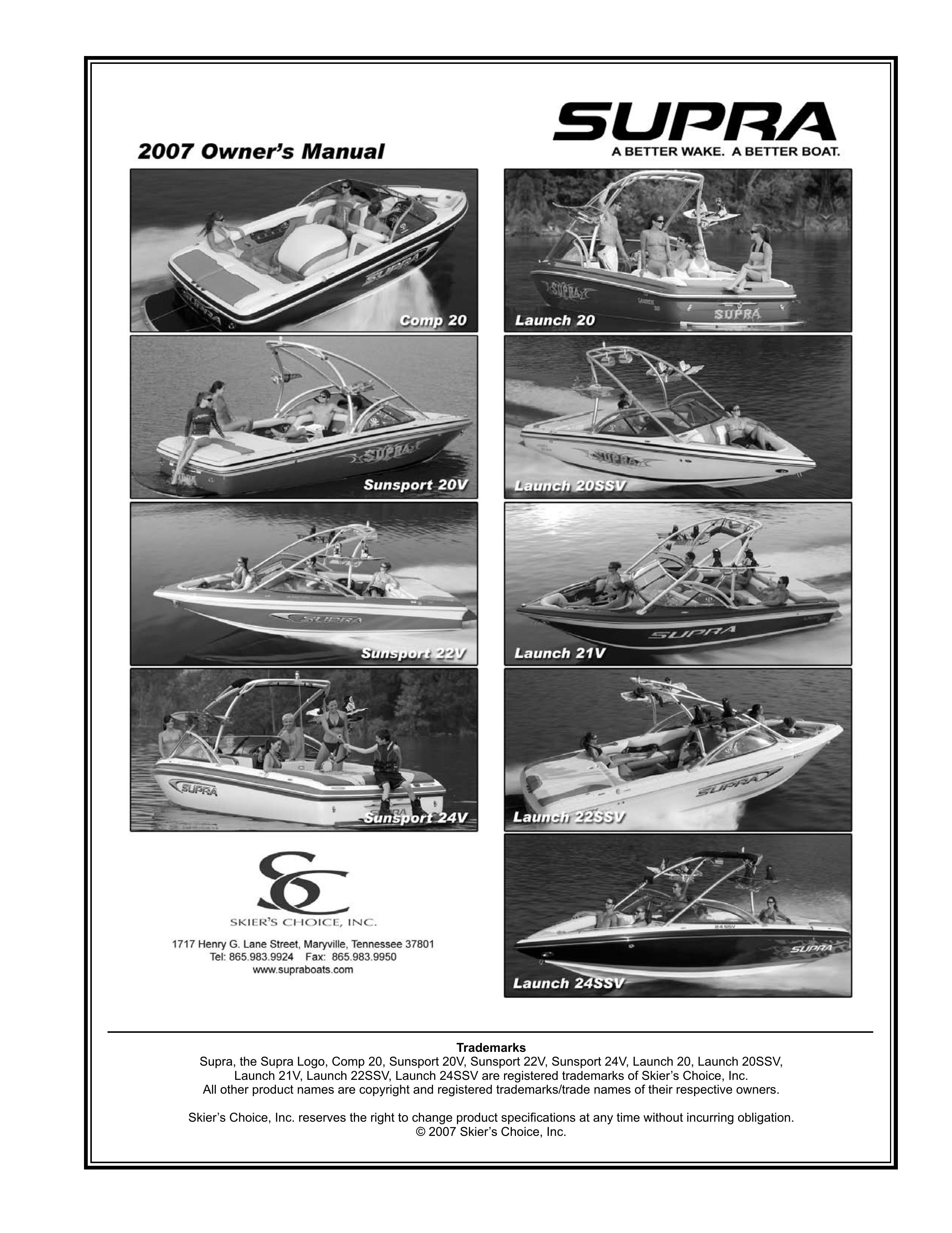 Supra LAUNCH 20SSV Boat User Manual