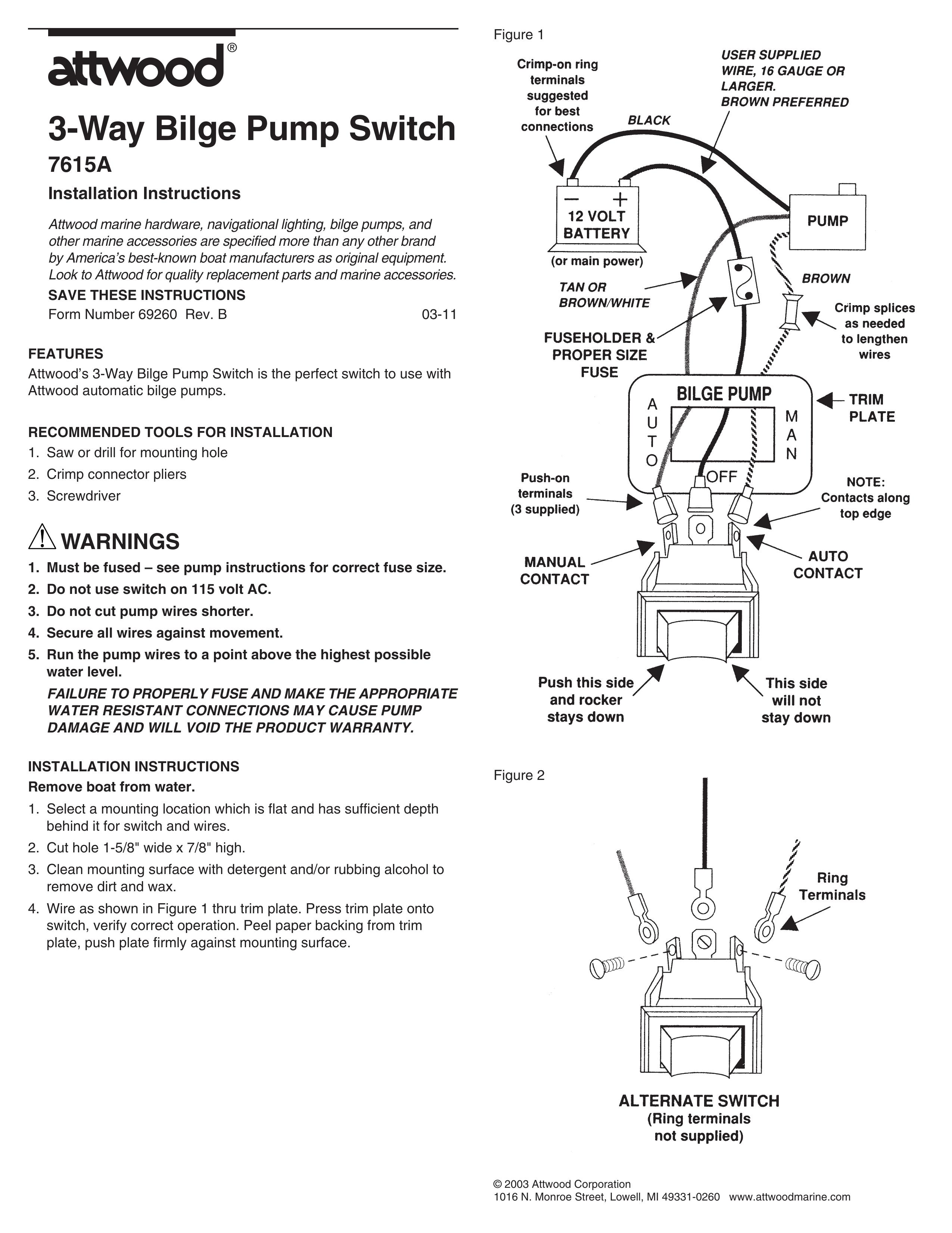 Attwood 7615A Boating Equipment User Manual