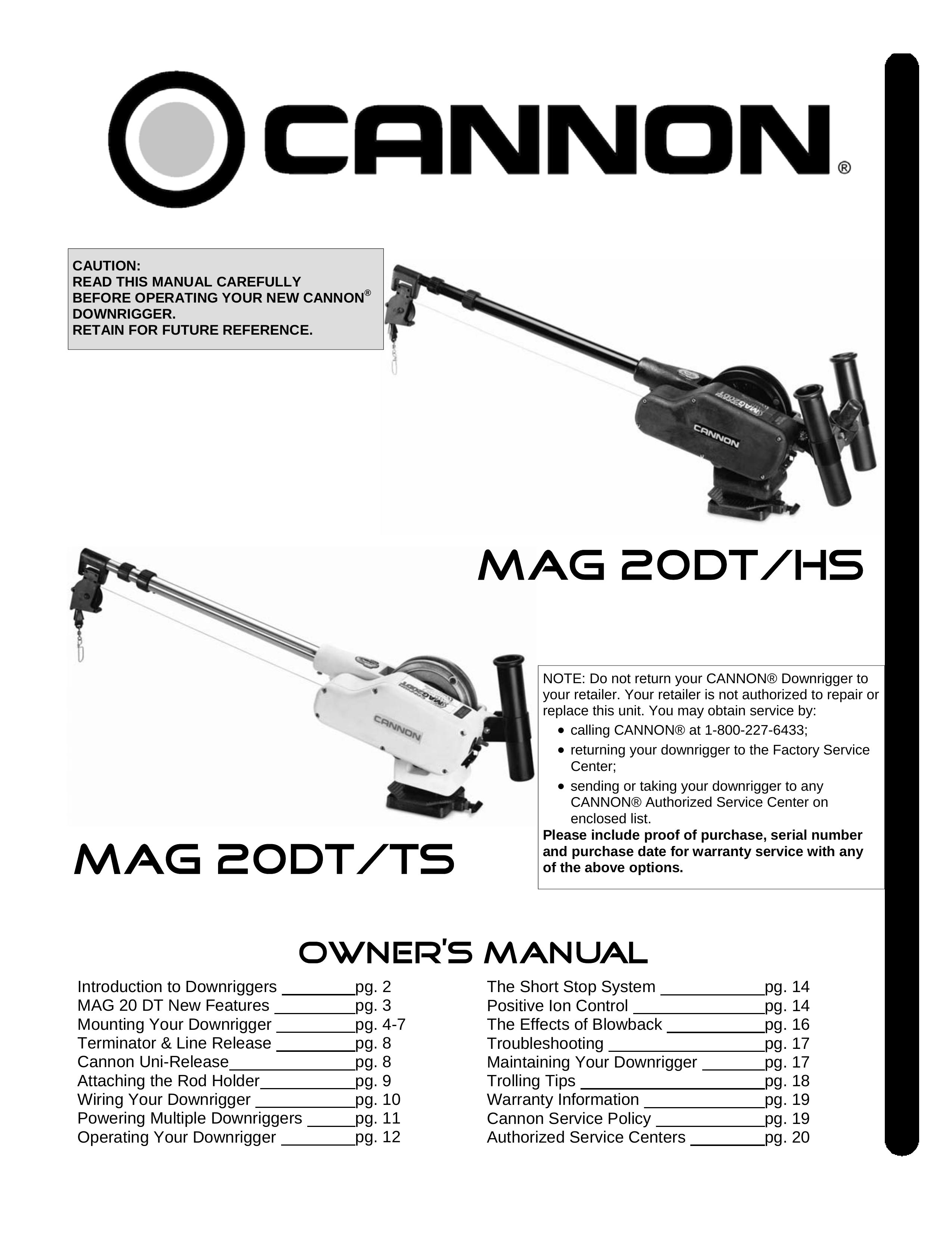 Cannon Mag 20 Dt/Hs Fish Finder User Manual