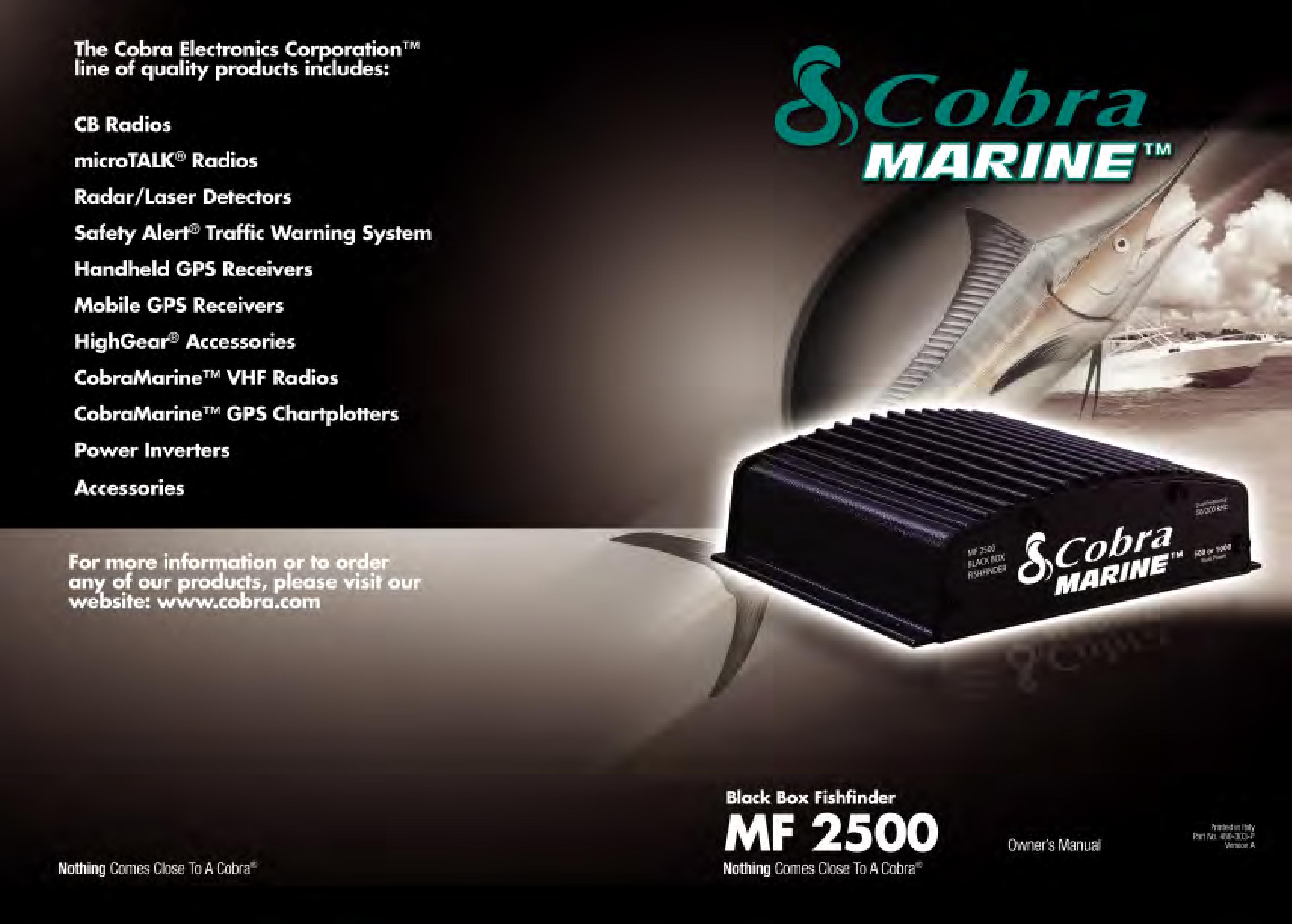 Cobra Electronics MF 2500 Fish Finder User Manual