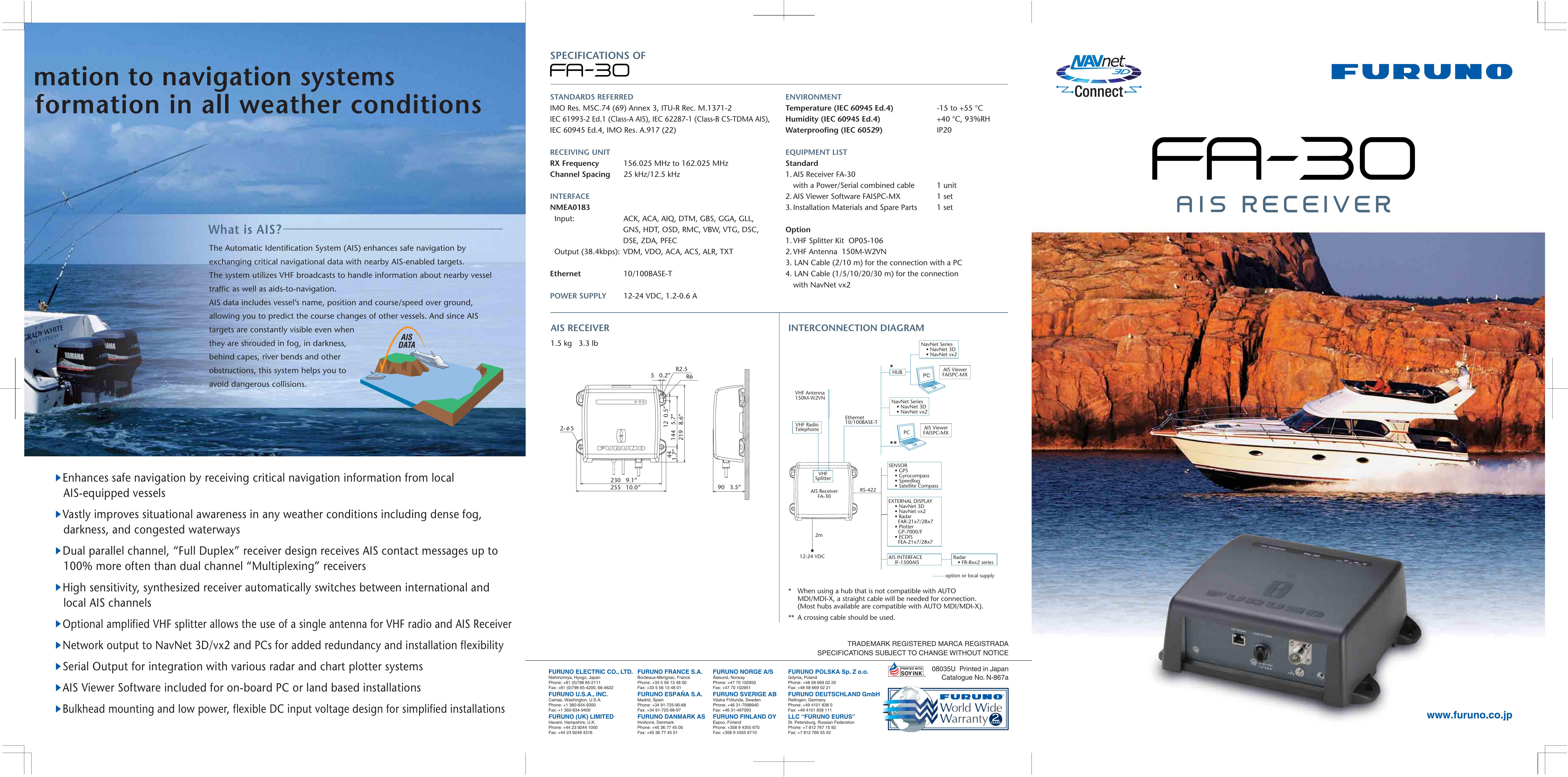 Furuno FA30 Fish Finder User Manual
