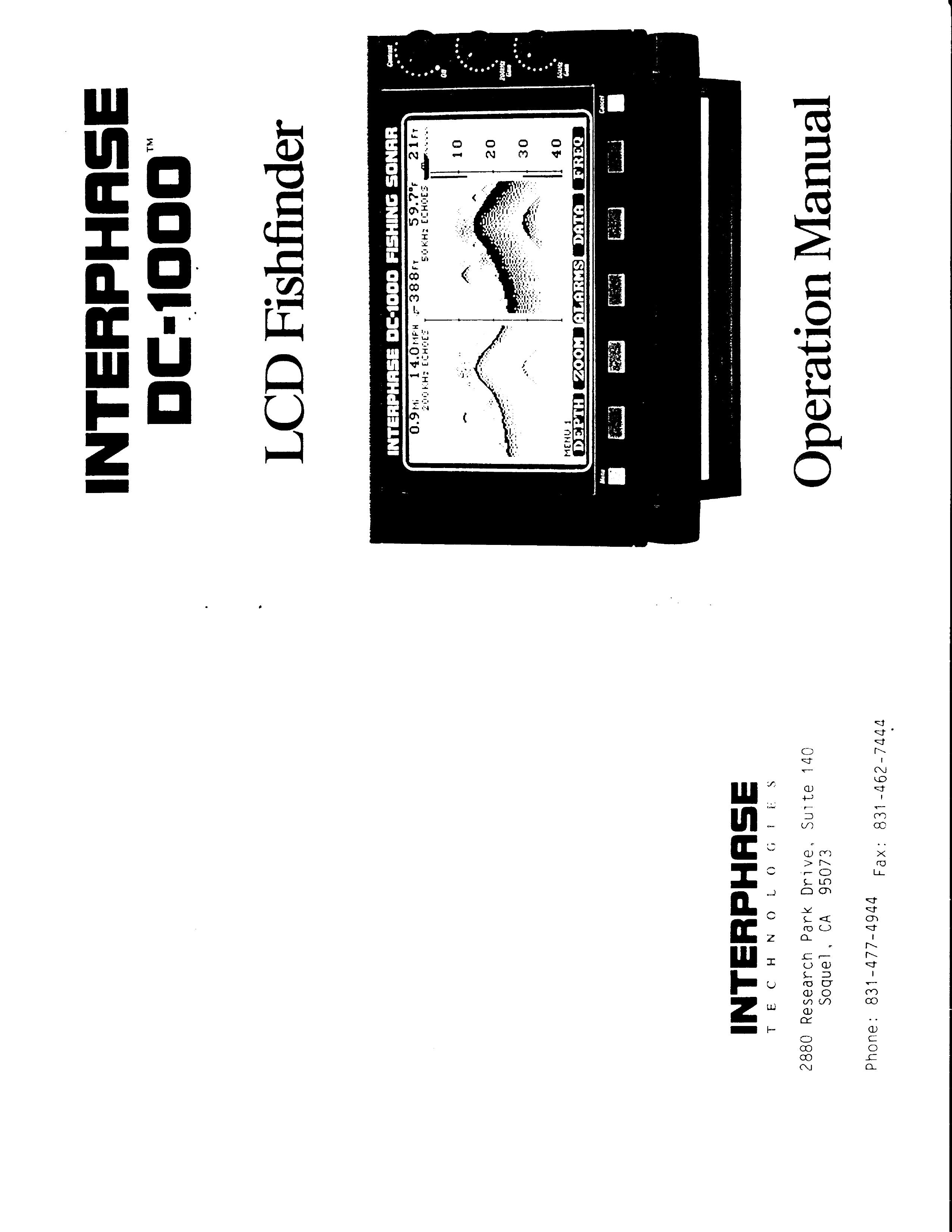 Interphase Tech DC-1000 Fish Finder User Manual