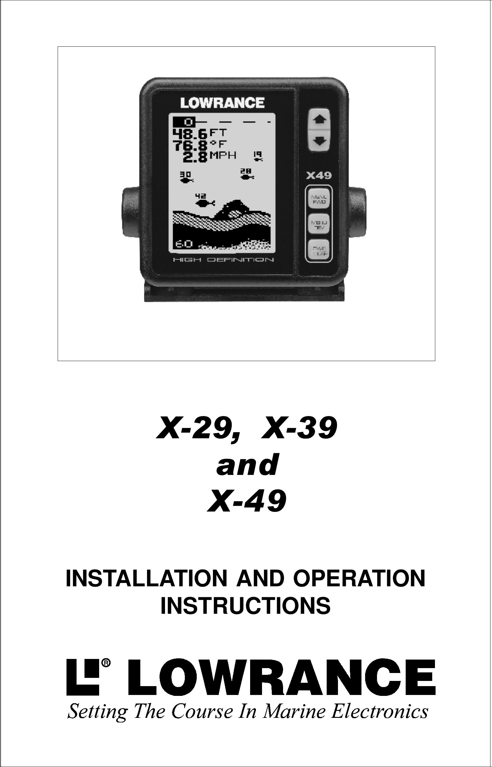 Lowrance electronic X-29 Fish Finder User Manual
