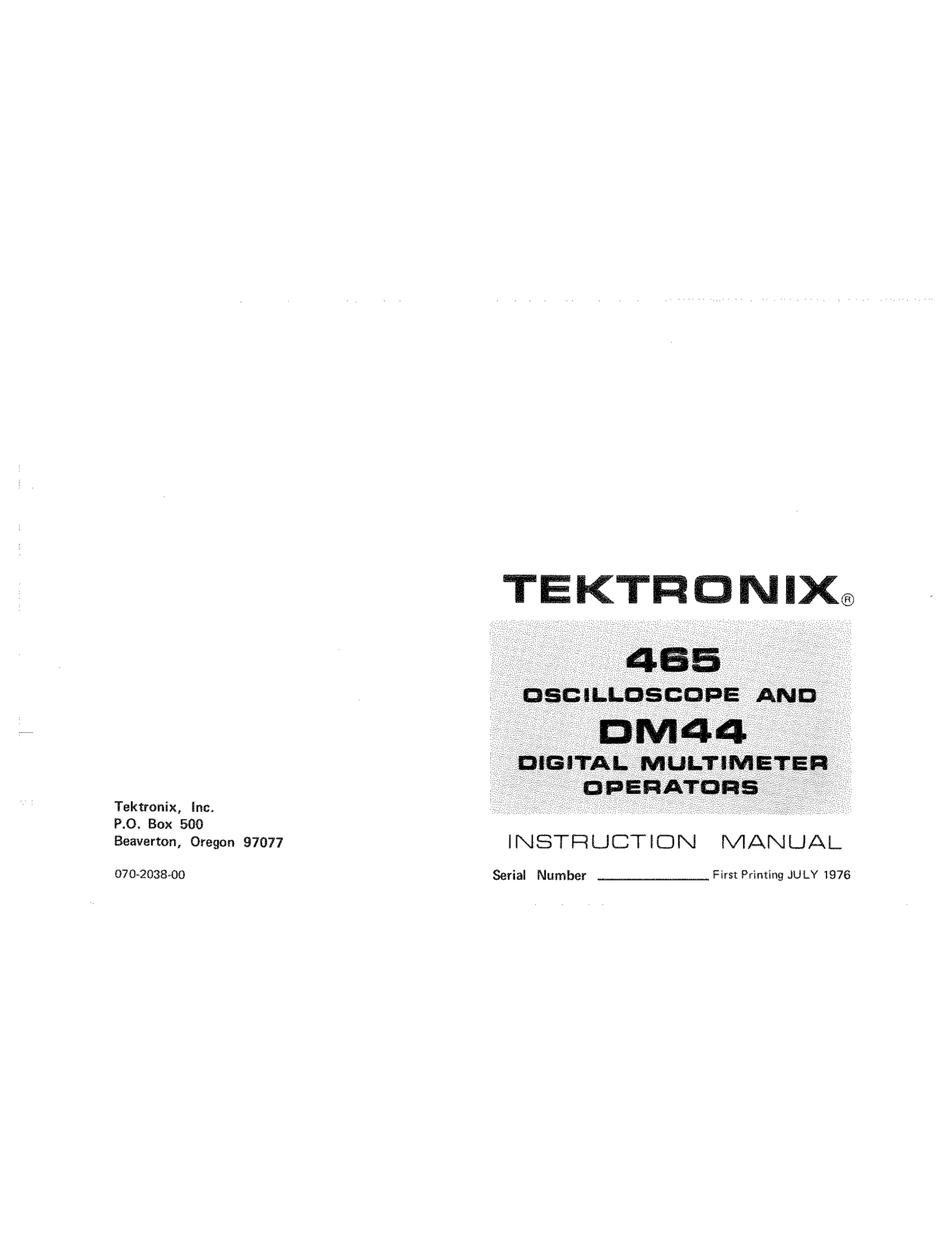 Tektronix 465 AND DM44 Fish Finder User Manual