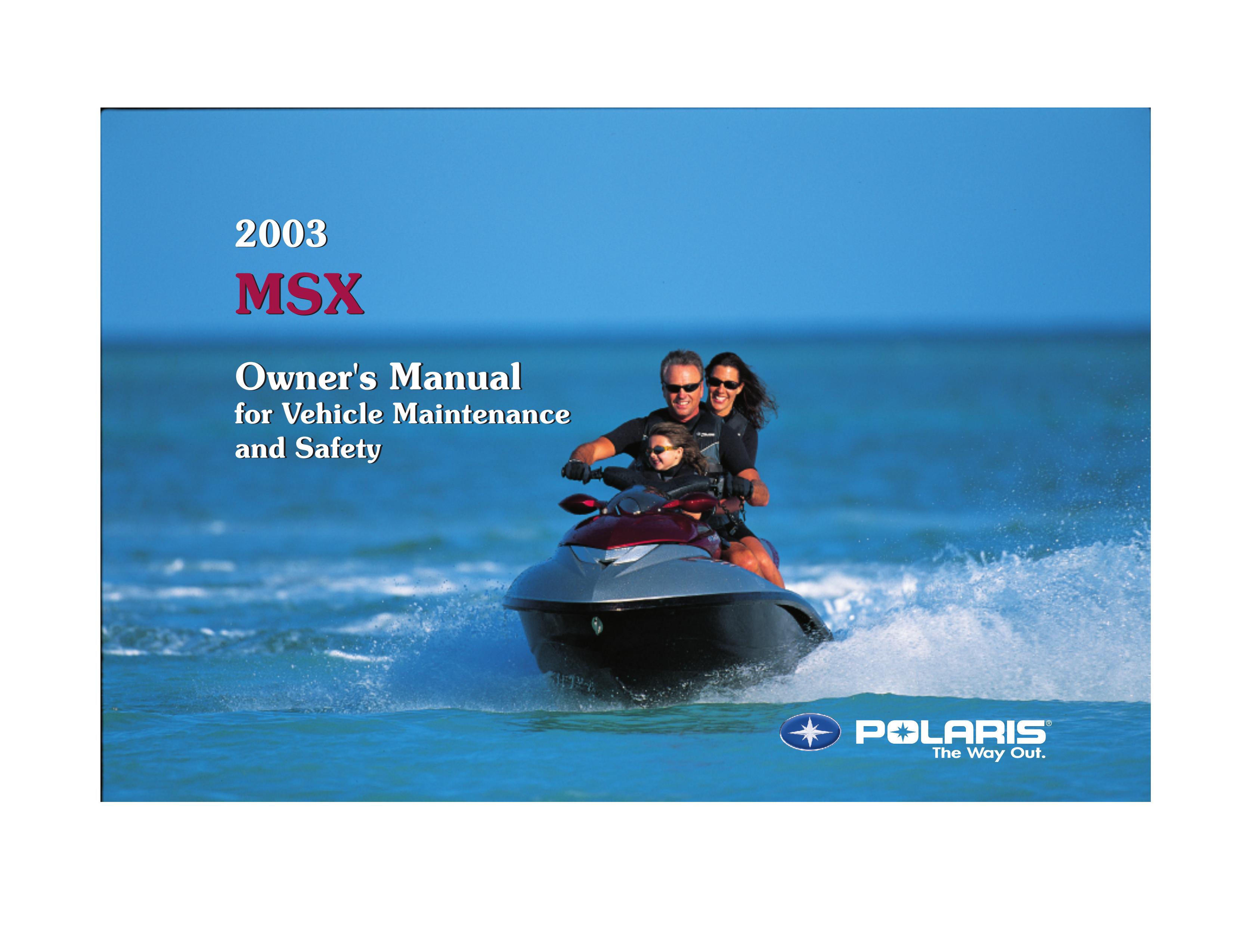 Polaris 2003 MSX Jet Ski User Manual
