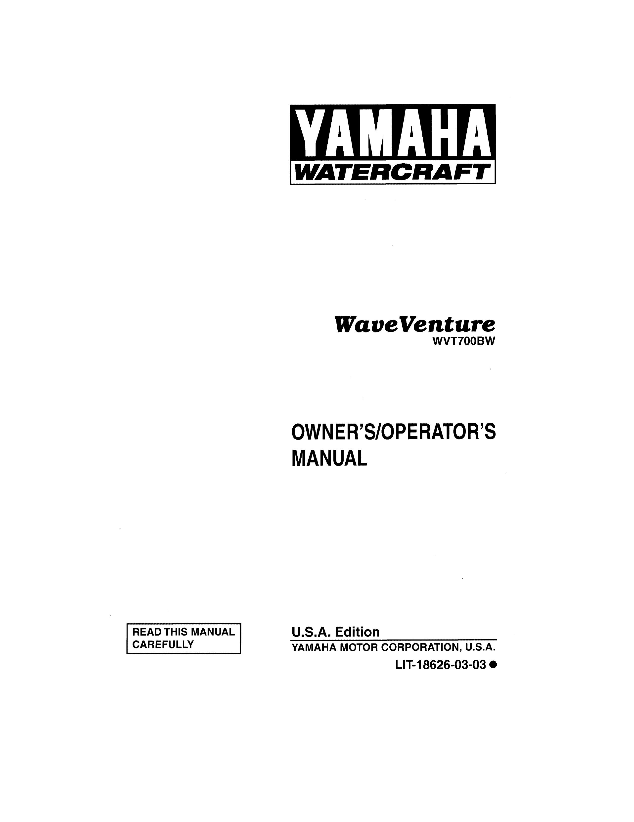 Yamaha WVT799BW Jet Ski User Manual