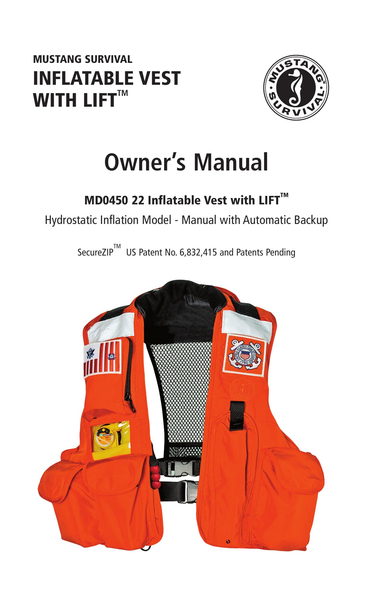 Mustang Survival MD0450 22 Life Jacket User Manual