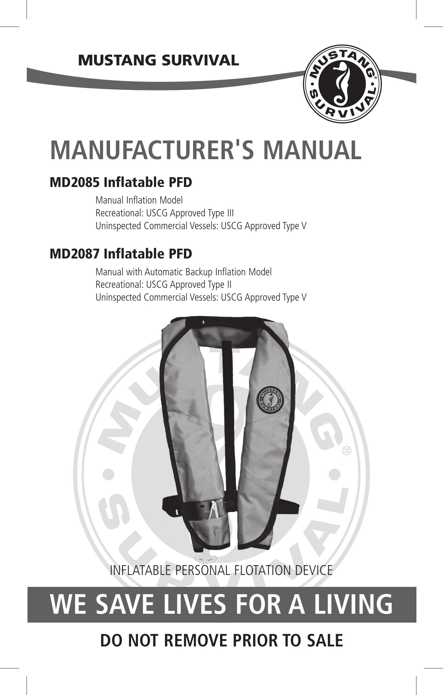 Mustang Survival MD2087 Life Jacket User Manual
