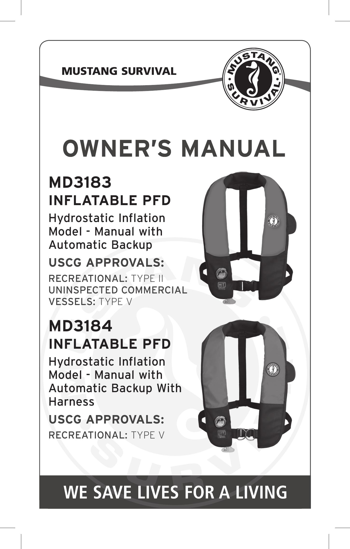 Mustang Survival MD3183 LE 152 Life Jacket User Manual