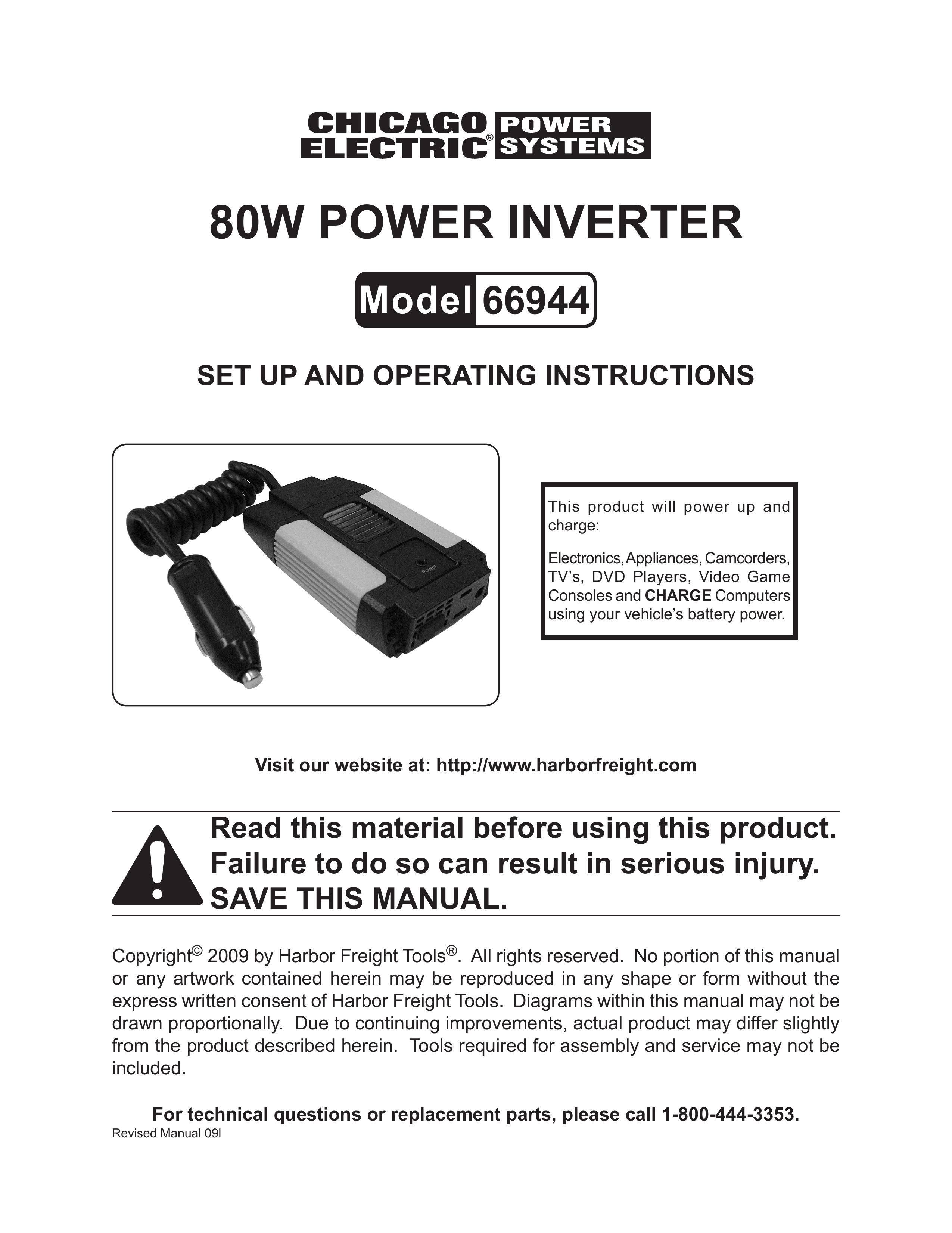Chicago Electric 66944 Marine Battery User Manual