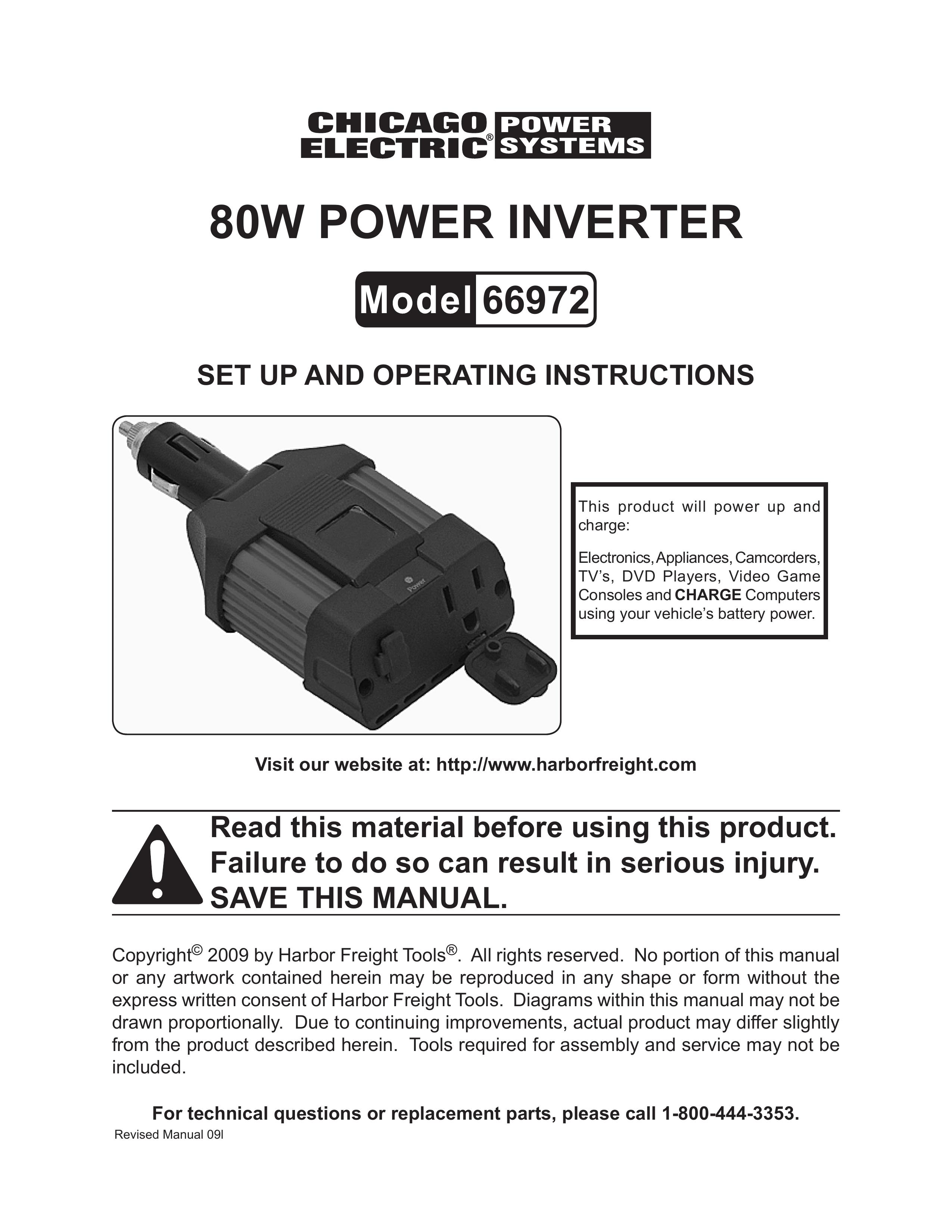 Chicago Electric 66972 Marine Battery User Manual