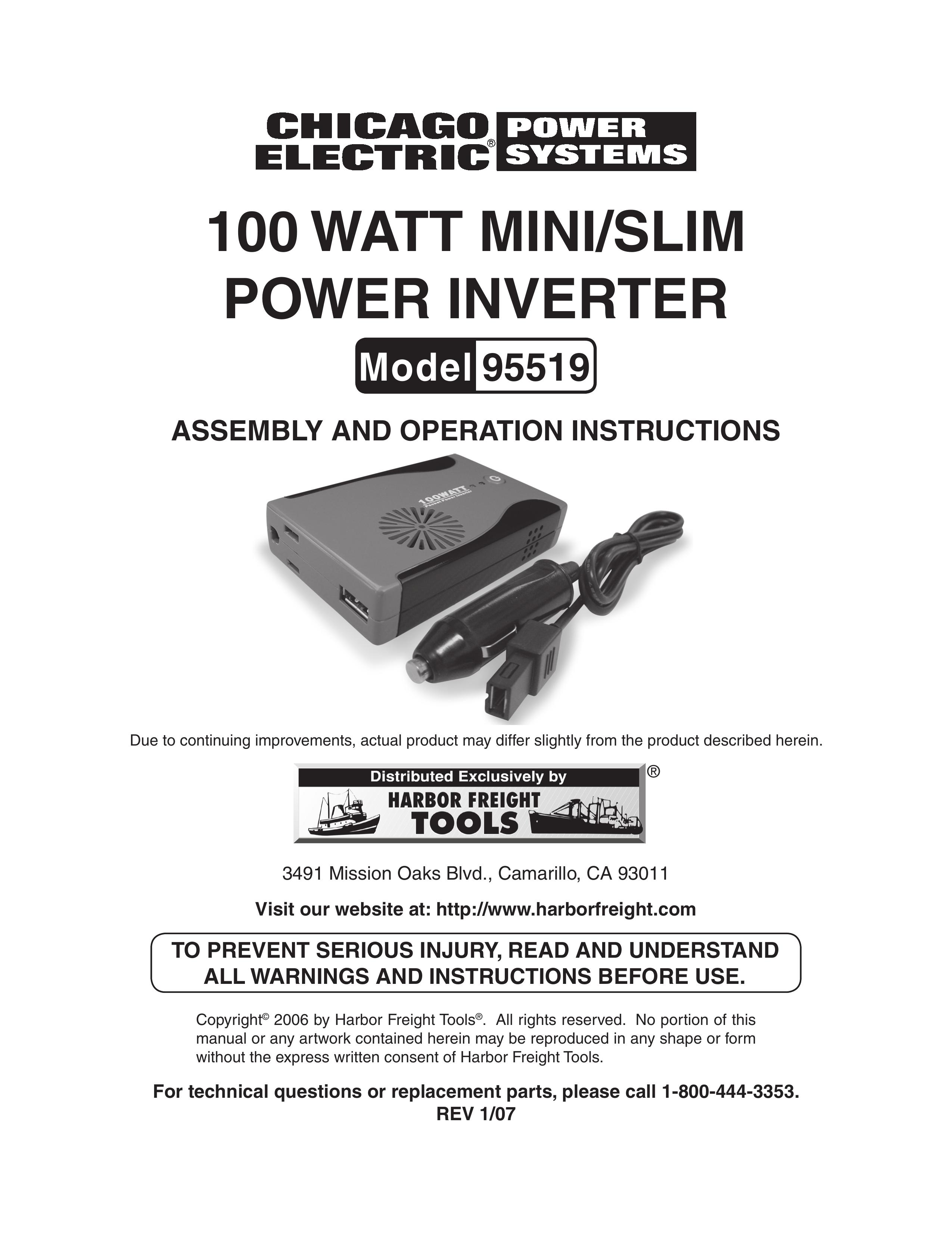 Chicago Electric 95519 Marine Battery User Manual