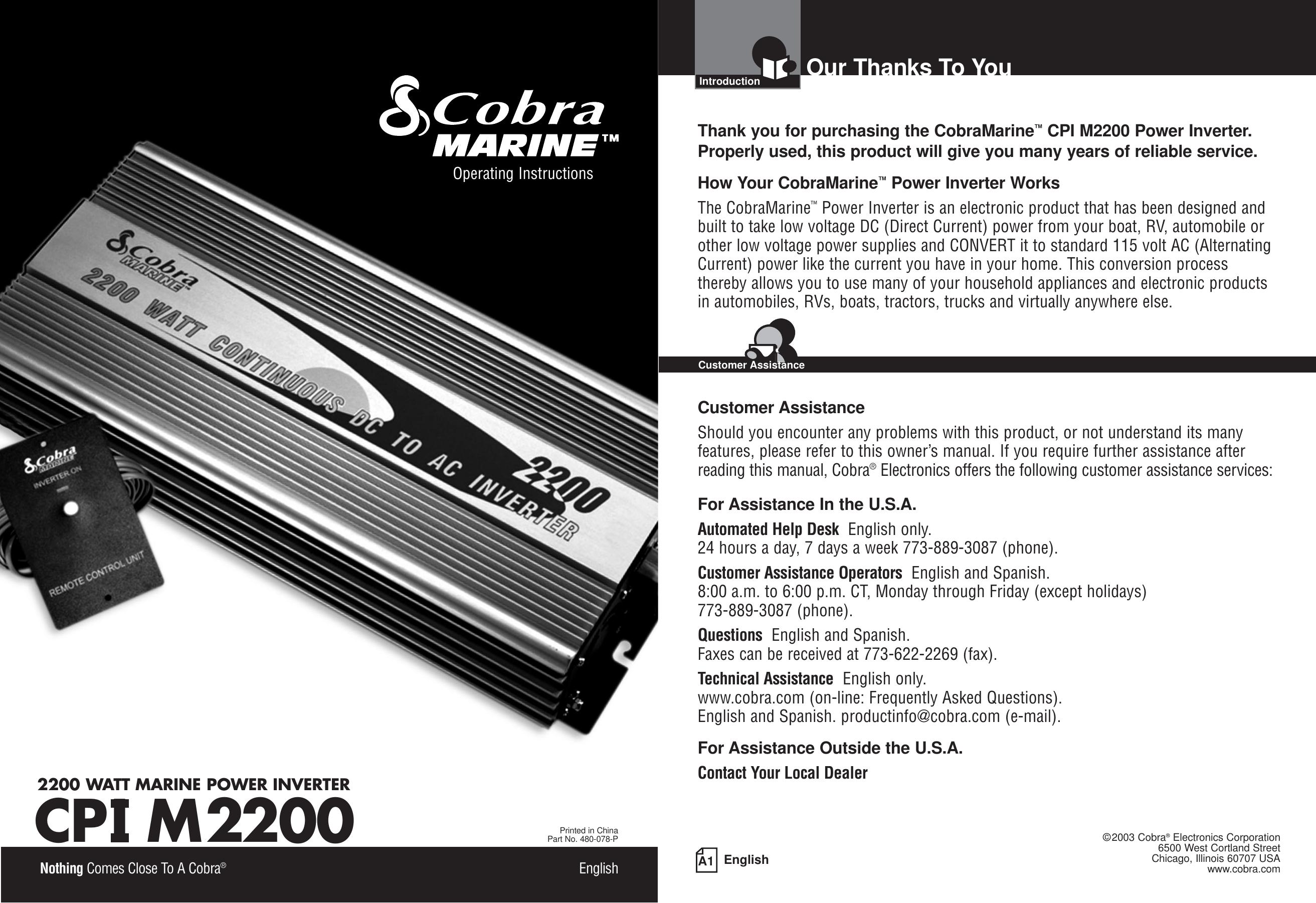 Cobra Electronics CPI M2200 Marine Battery User Manual