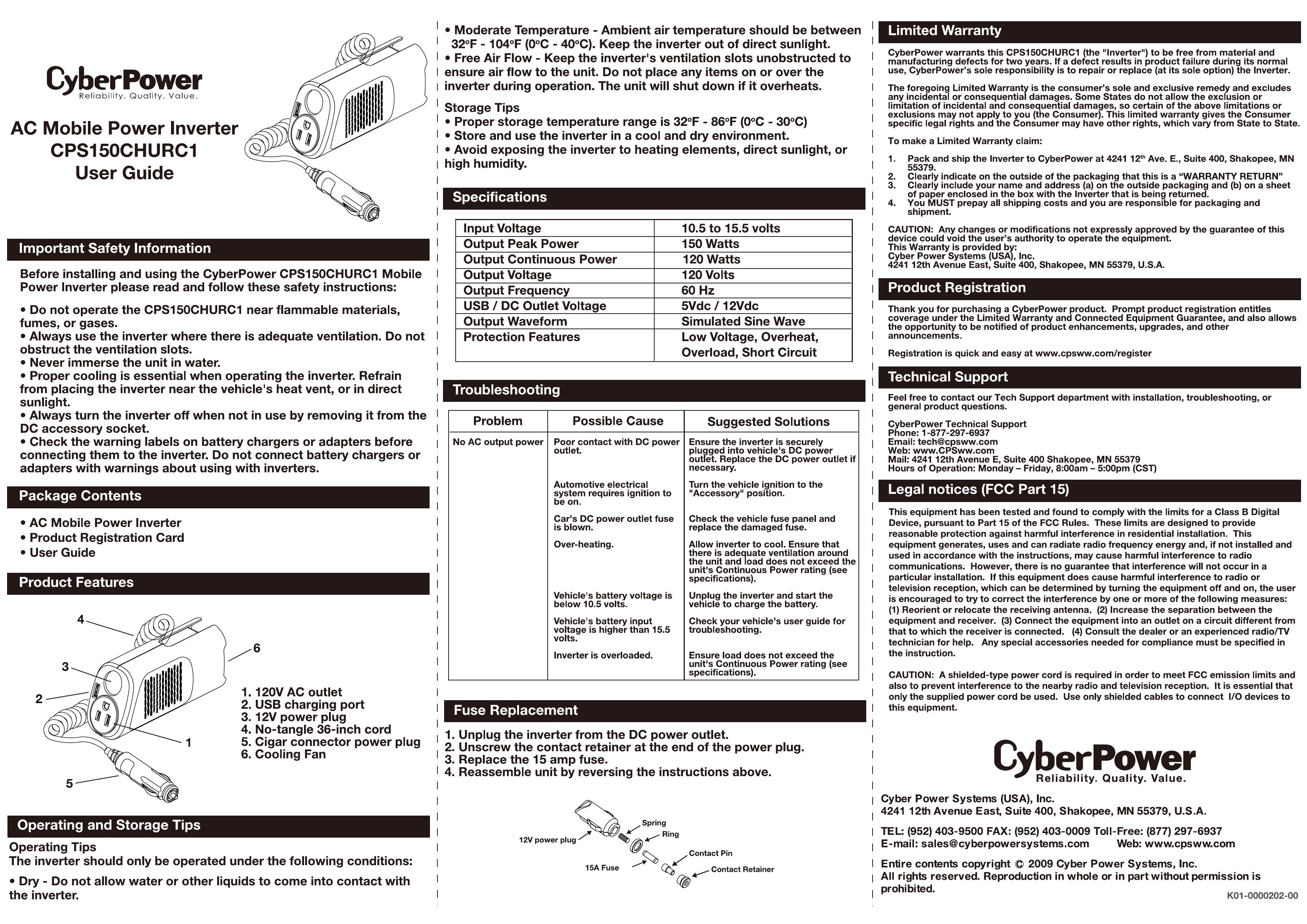 CyberPower Systems cps150churc1 Marine Battery User Manual