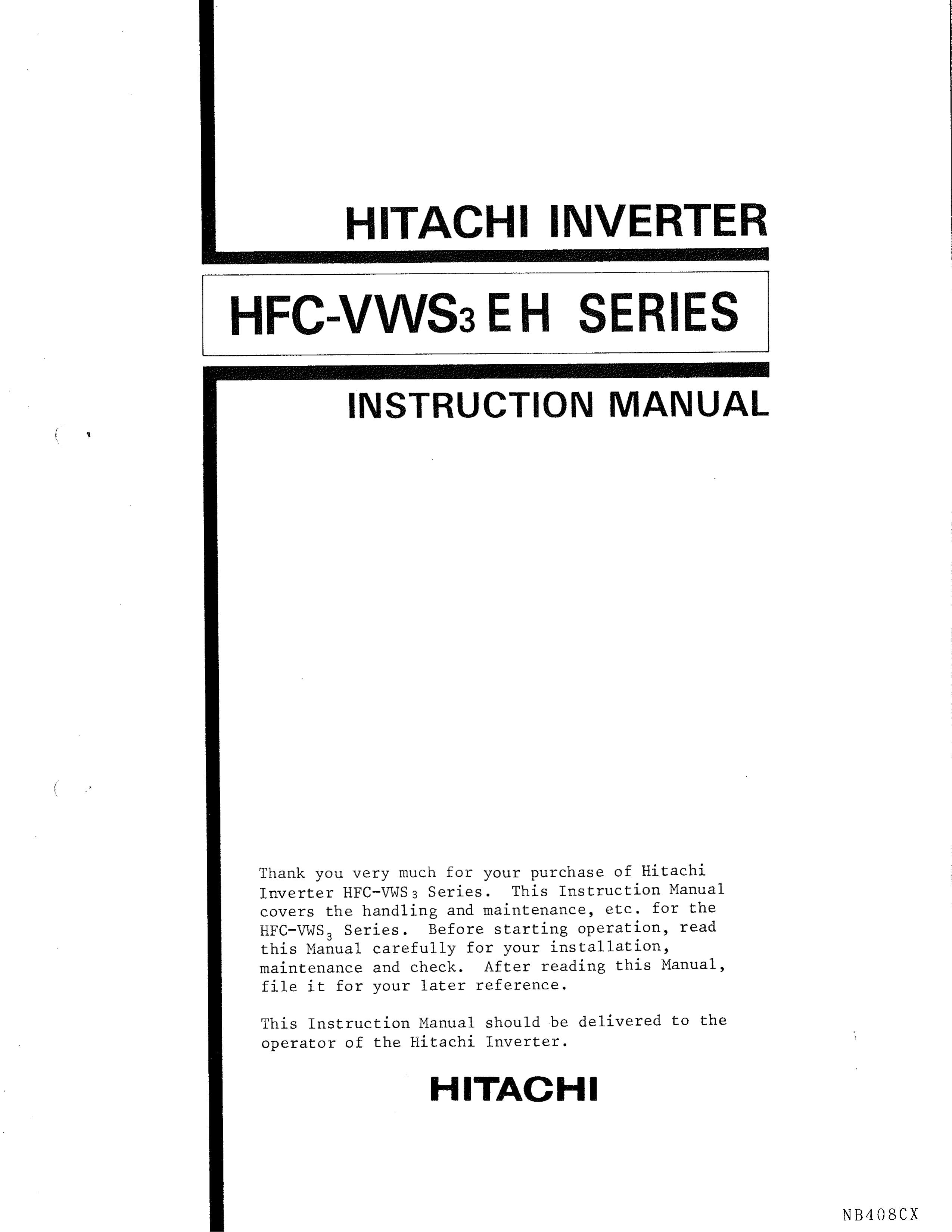 Hitachi HFC-VWS3 Marine Battery User Manual
