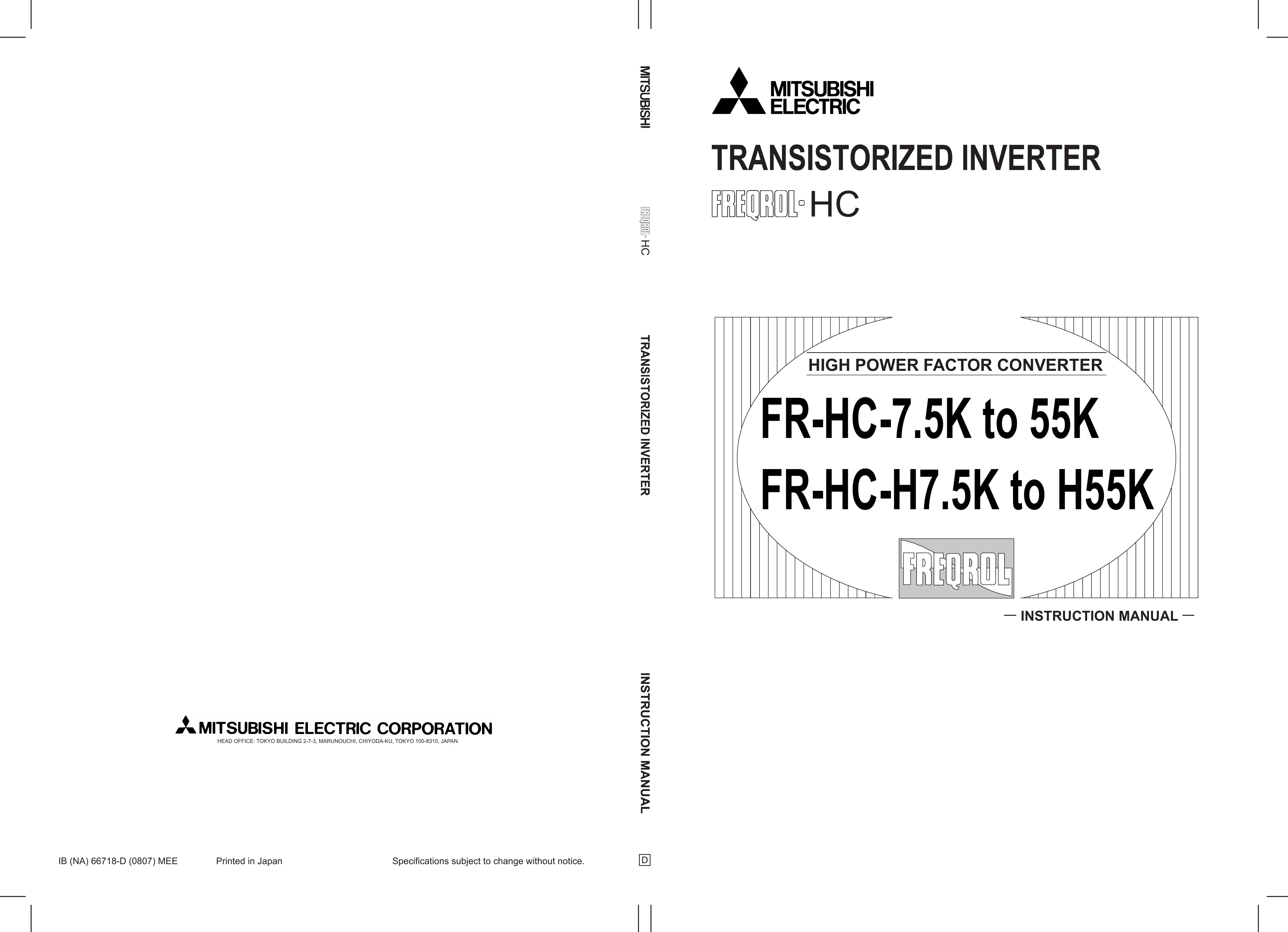 Mitsubishi Electronics FR-A500 Marine Battery User Manual