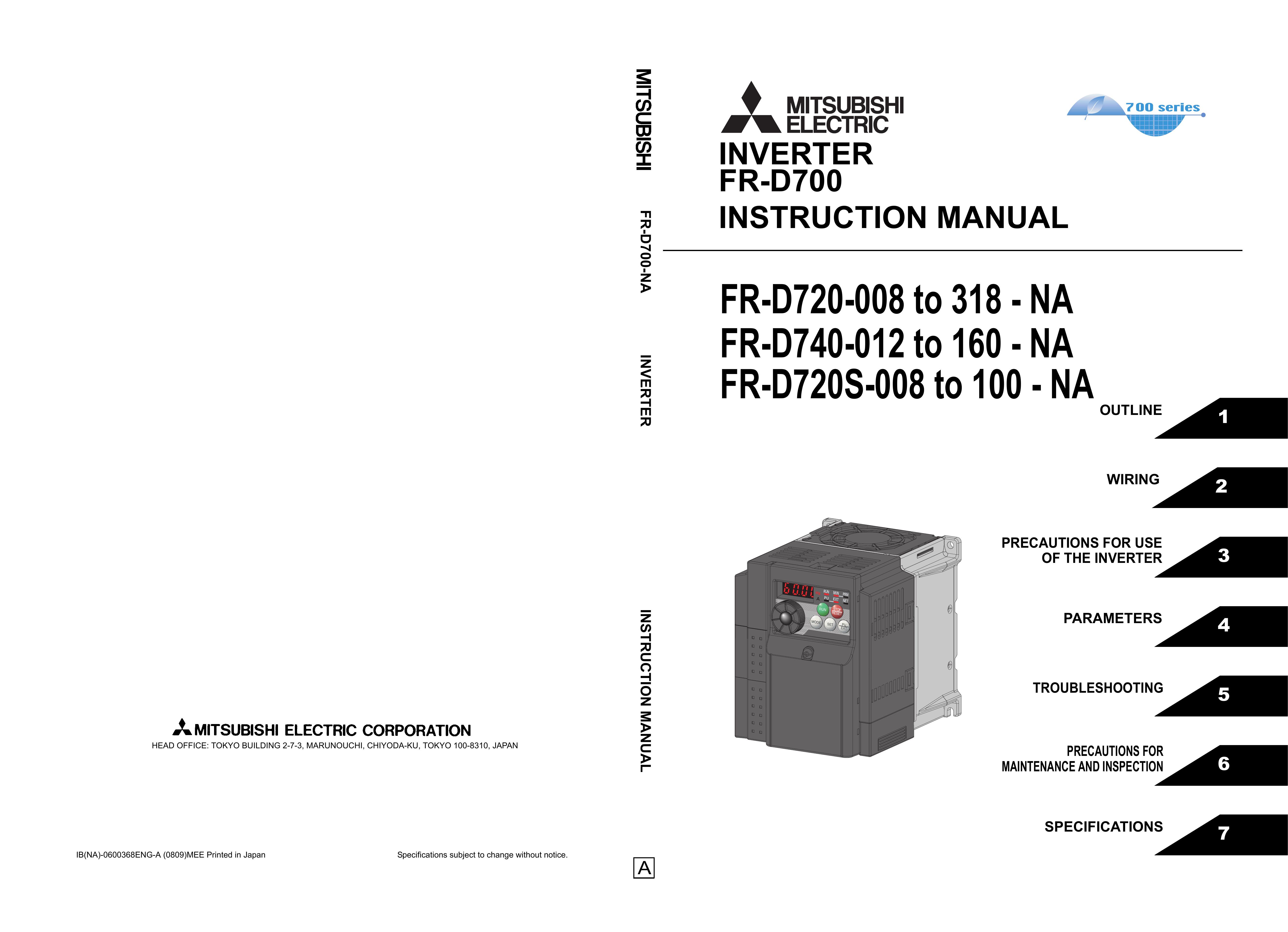 Mitsubishi Electronics FR-D720S-008 Marine Battery User Manual