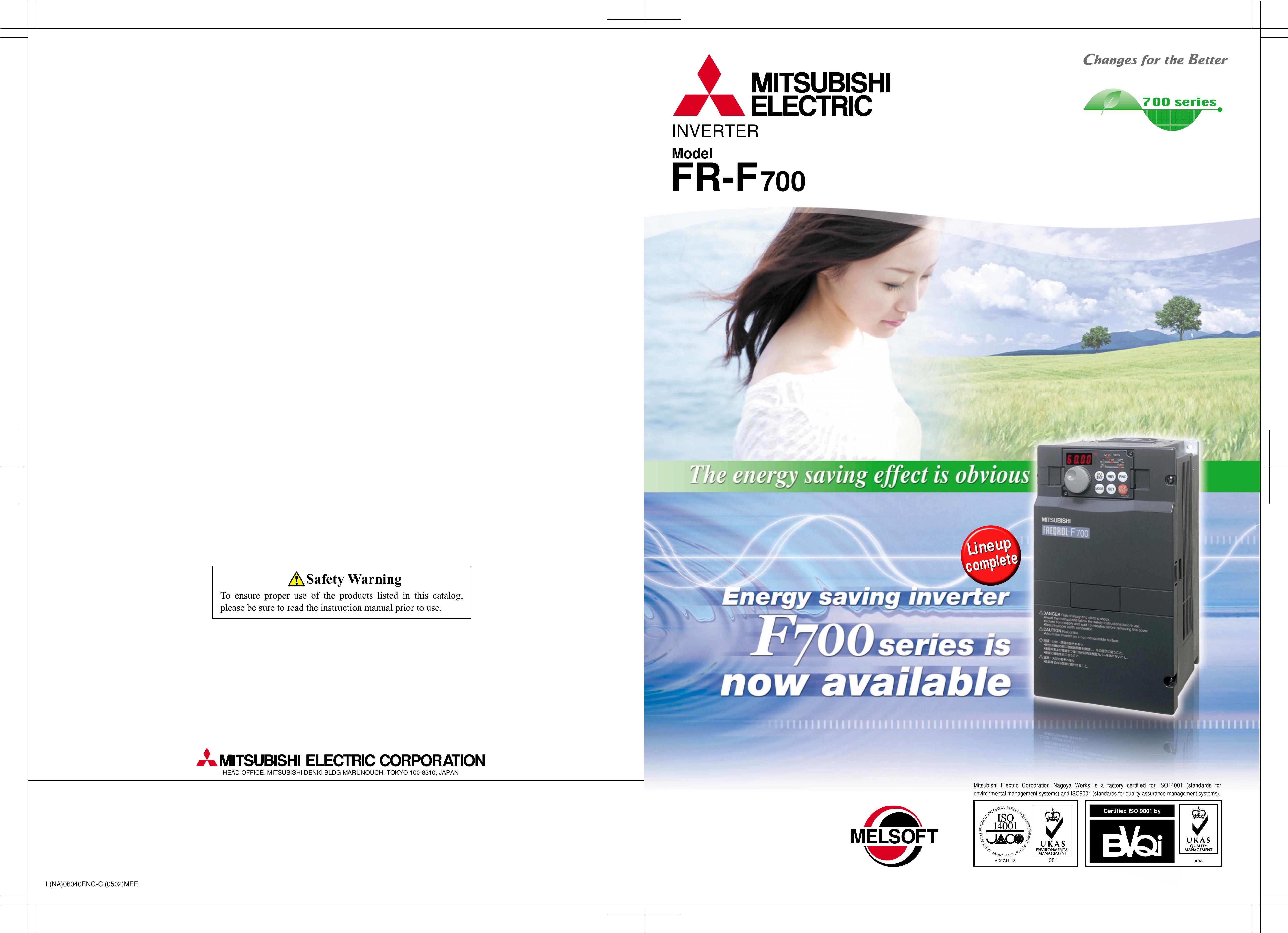 Mitsubishi Electronics FR-F700 Marine Battery User Manual
