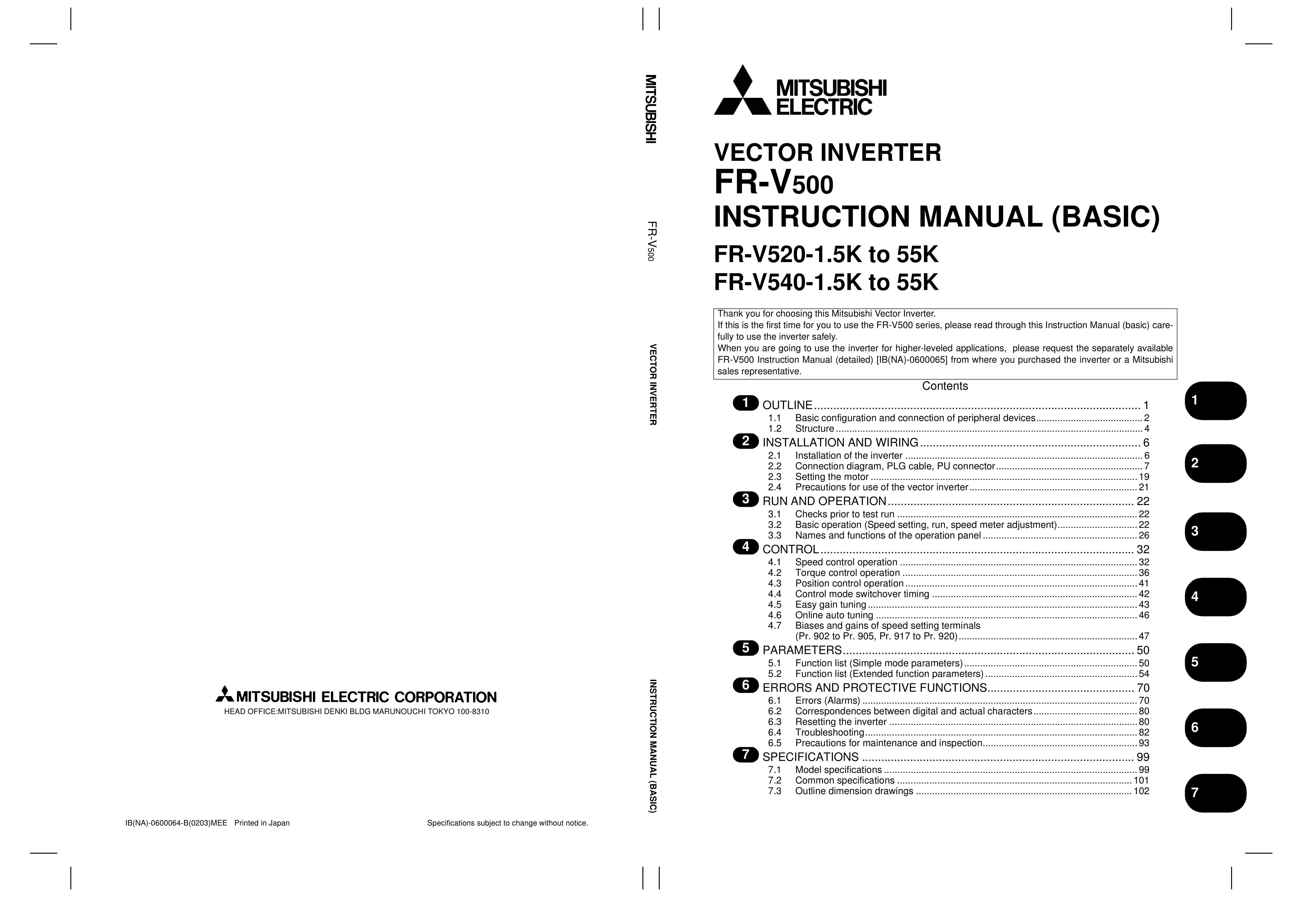 Mitsubishi Electronics FR-V500 Marine Battery User Manual