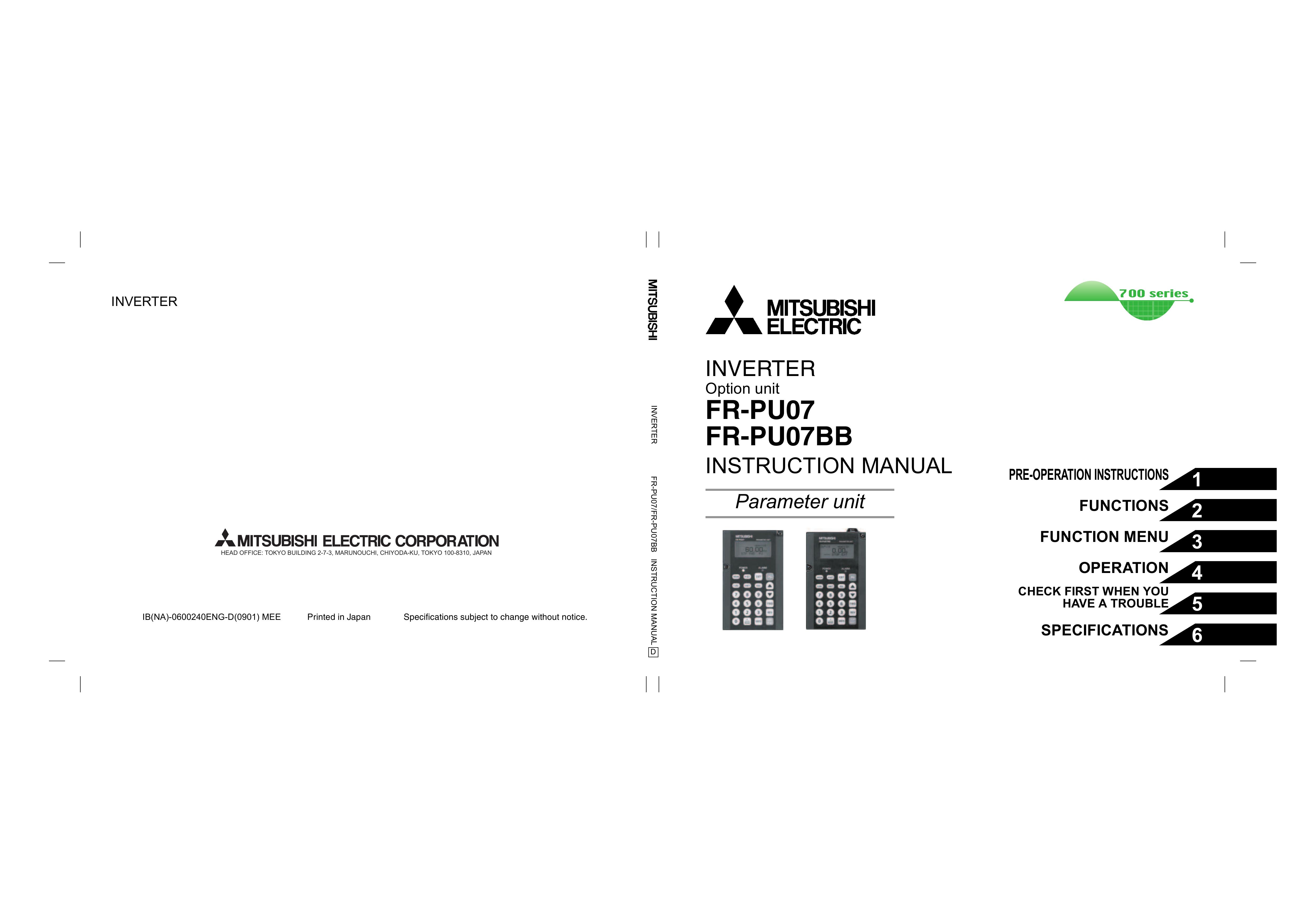 Mitsumi electronic FR-PU07/FR-PU07BB Marine Battery User Manual