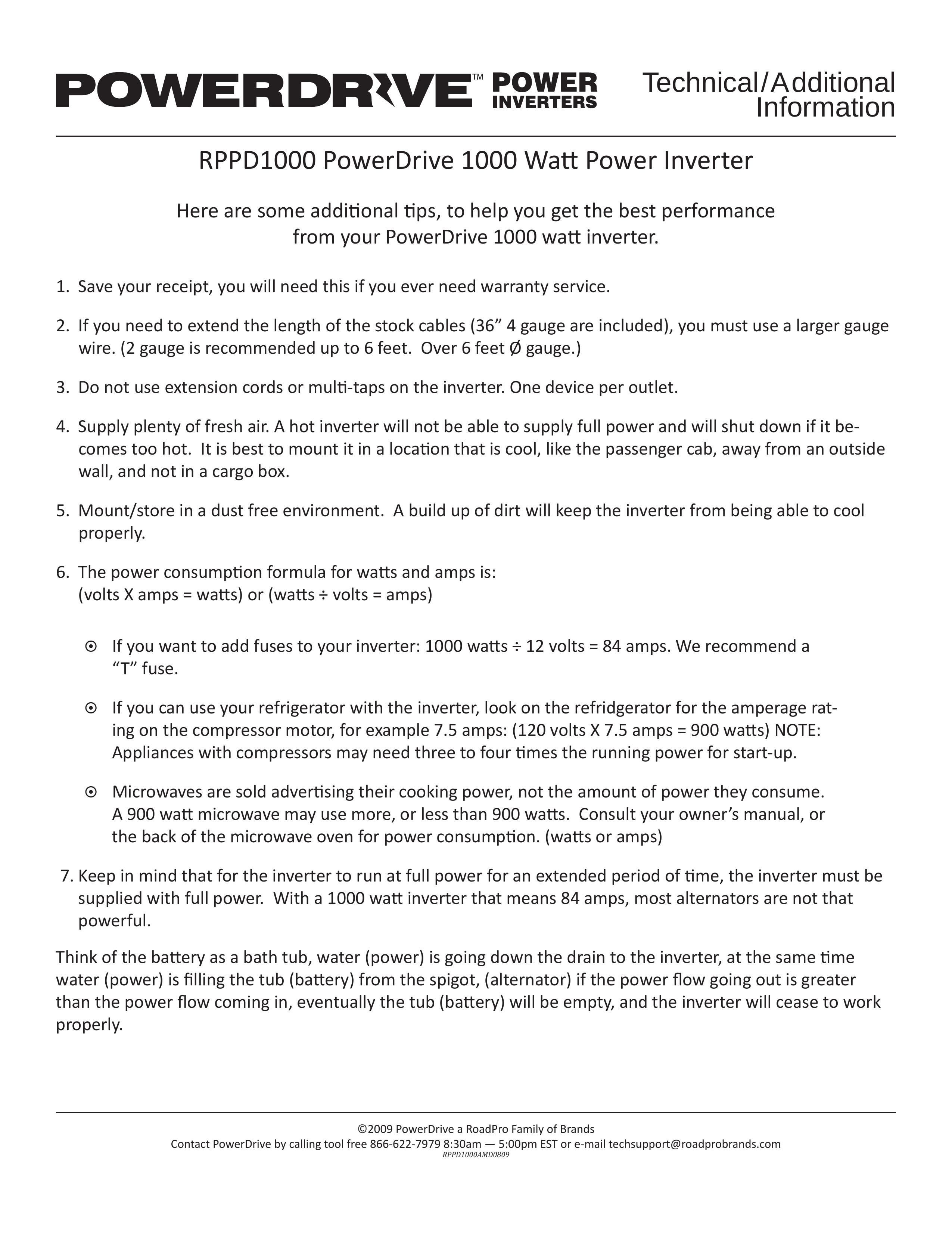 Power Drive RPPD1000 Marine Battery User Manual