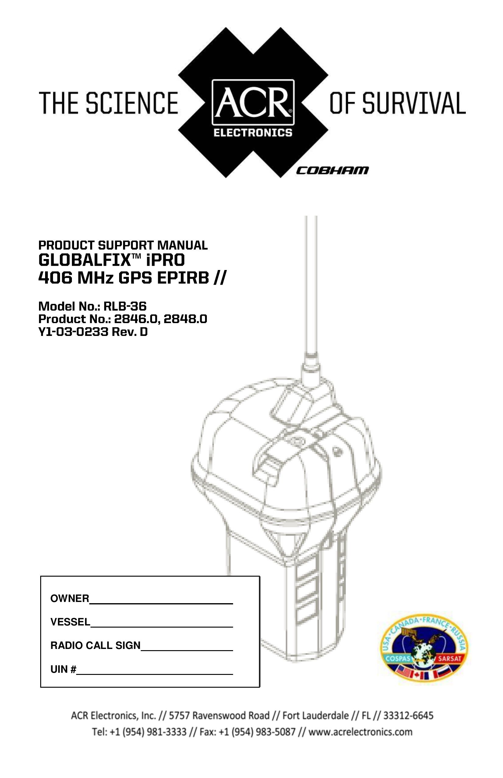 ACR Electronics Y1-03-0233 Marine GPS System User Manual