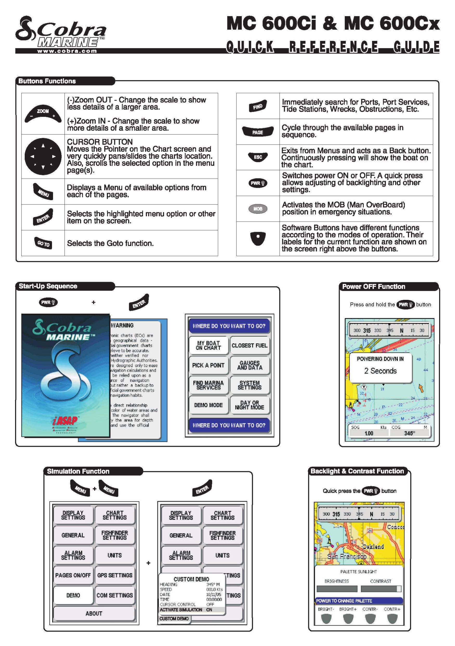 Cobra Electronics MC 600CX Marine GPS System User Manual