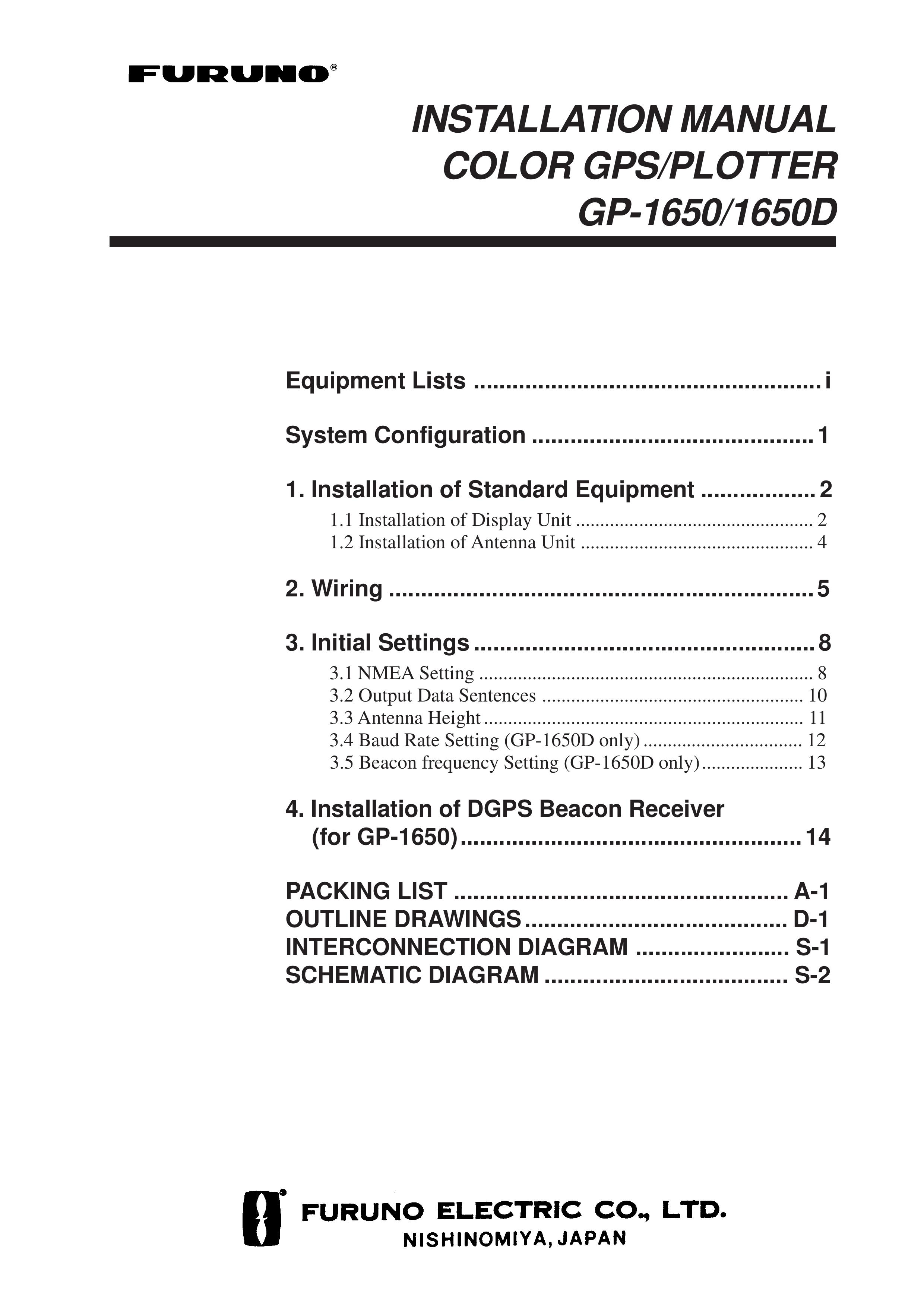 Furuno GP-1650/1650D Marine GPS System User Manual