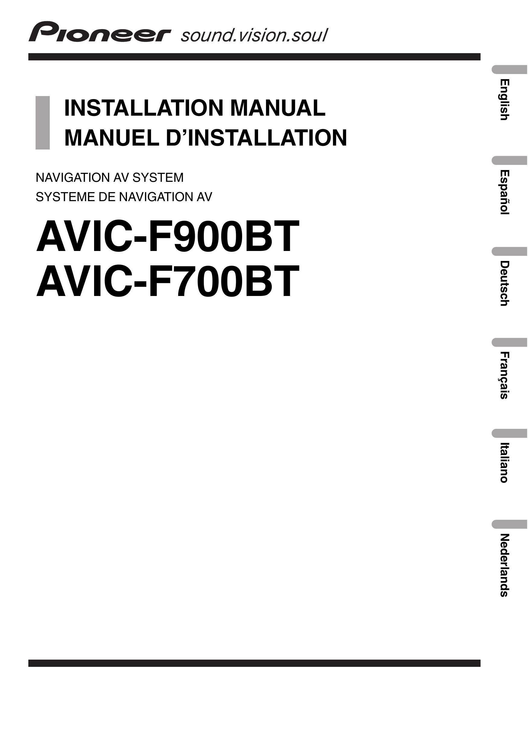 Pioneer AVIC-F700BT Marine GPS System User Manual