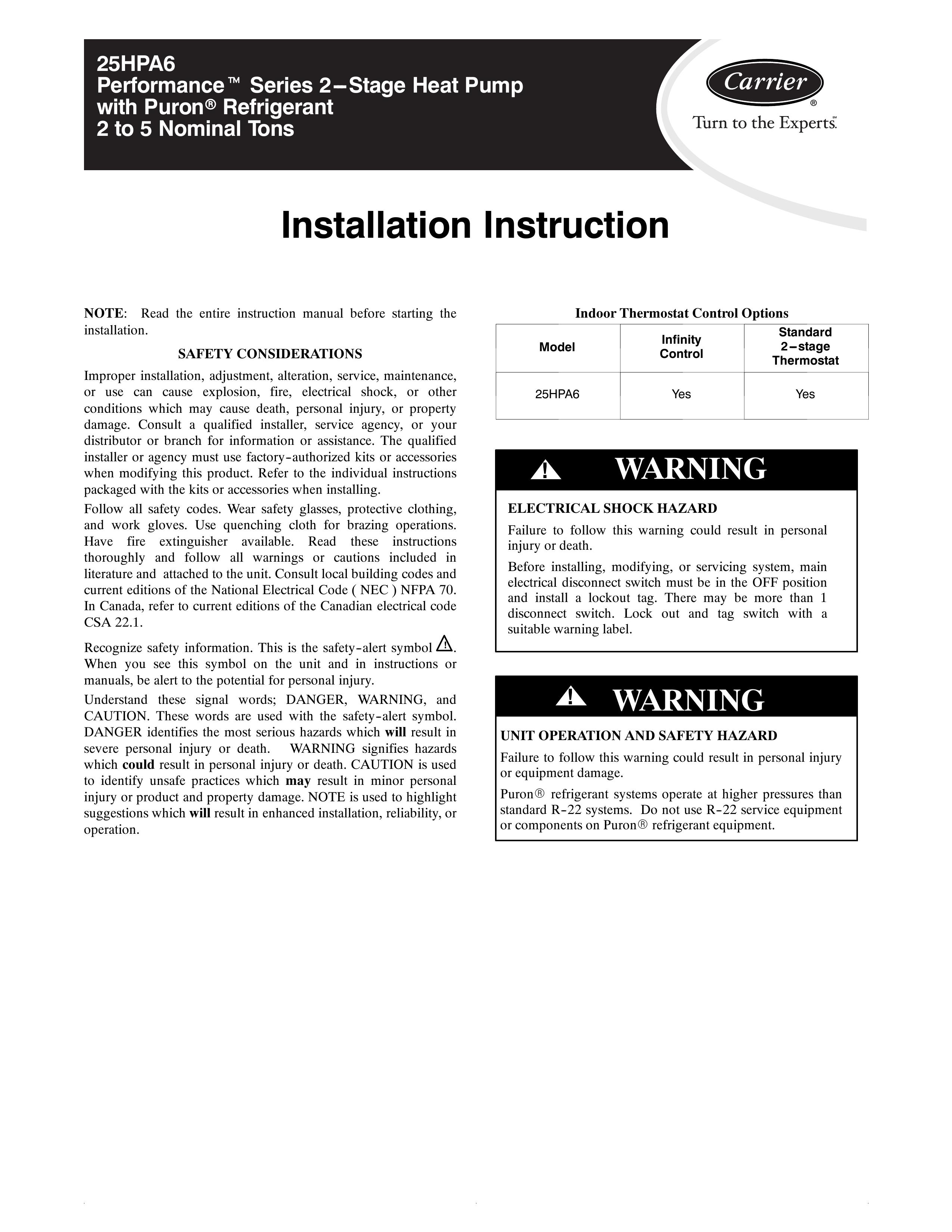 Carrier 25HPA6 Marine Heating System User Manual