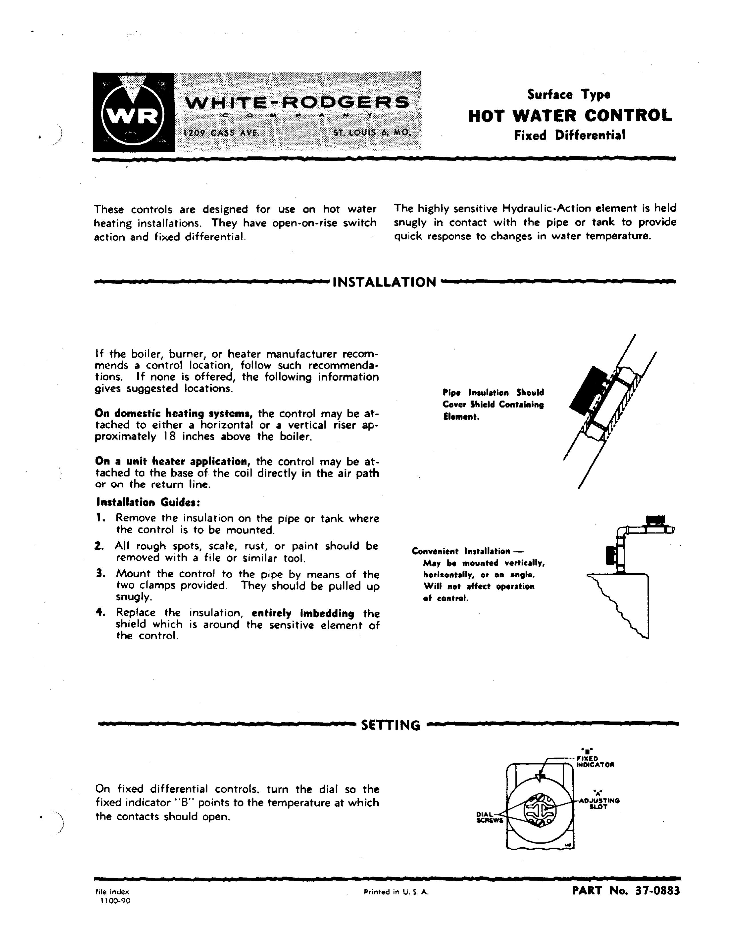 White Rodgers 37-0883 Marine Heating System User Manual