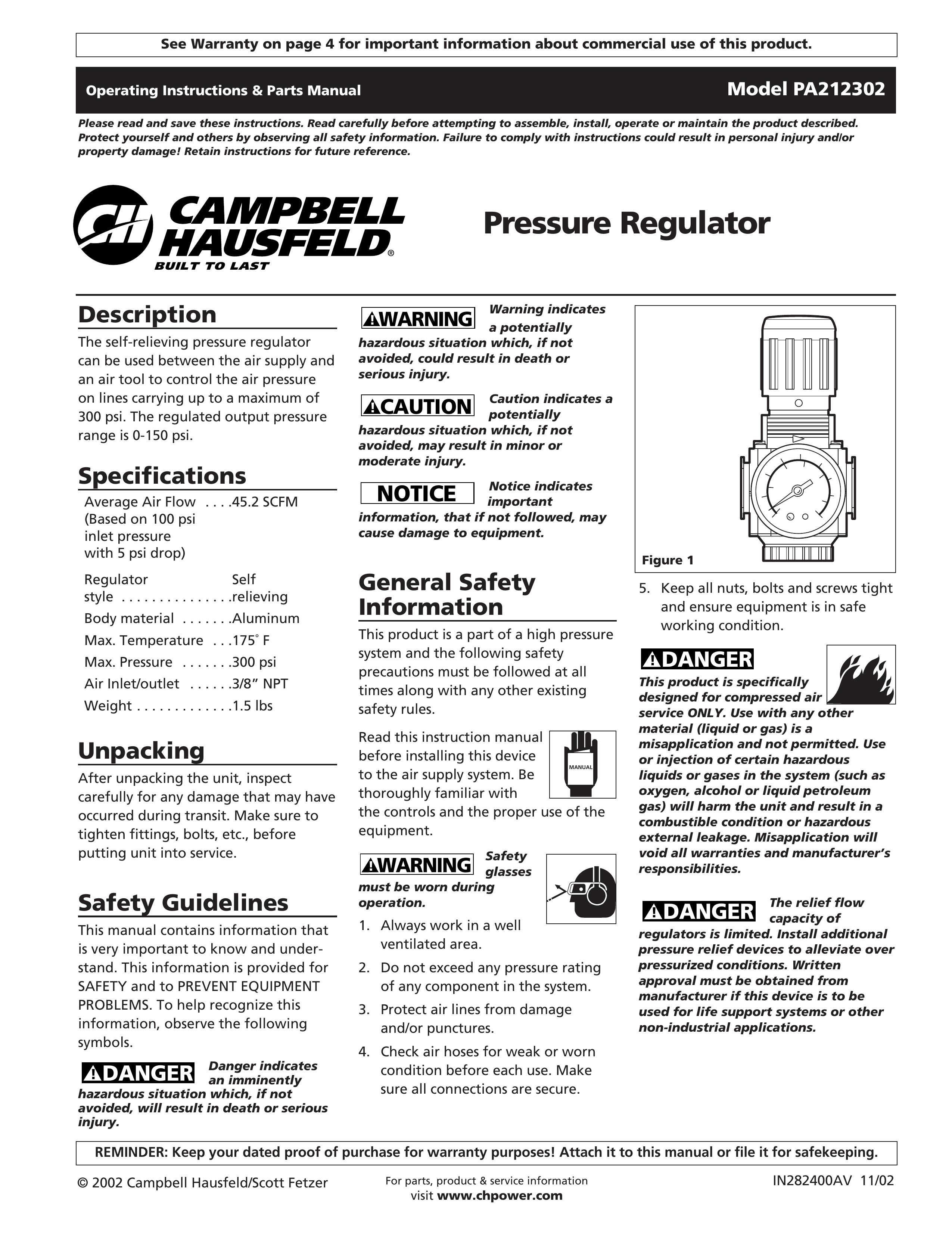 Campbell Hausfeld PA2123 Marine Instruments User Manual