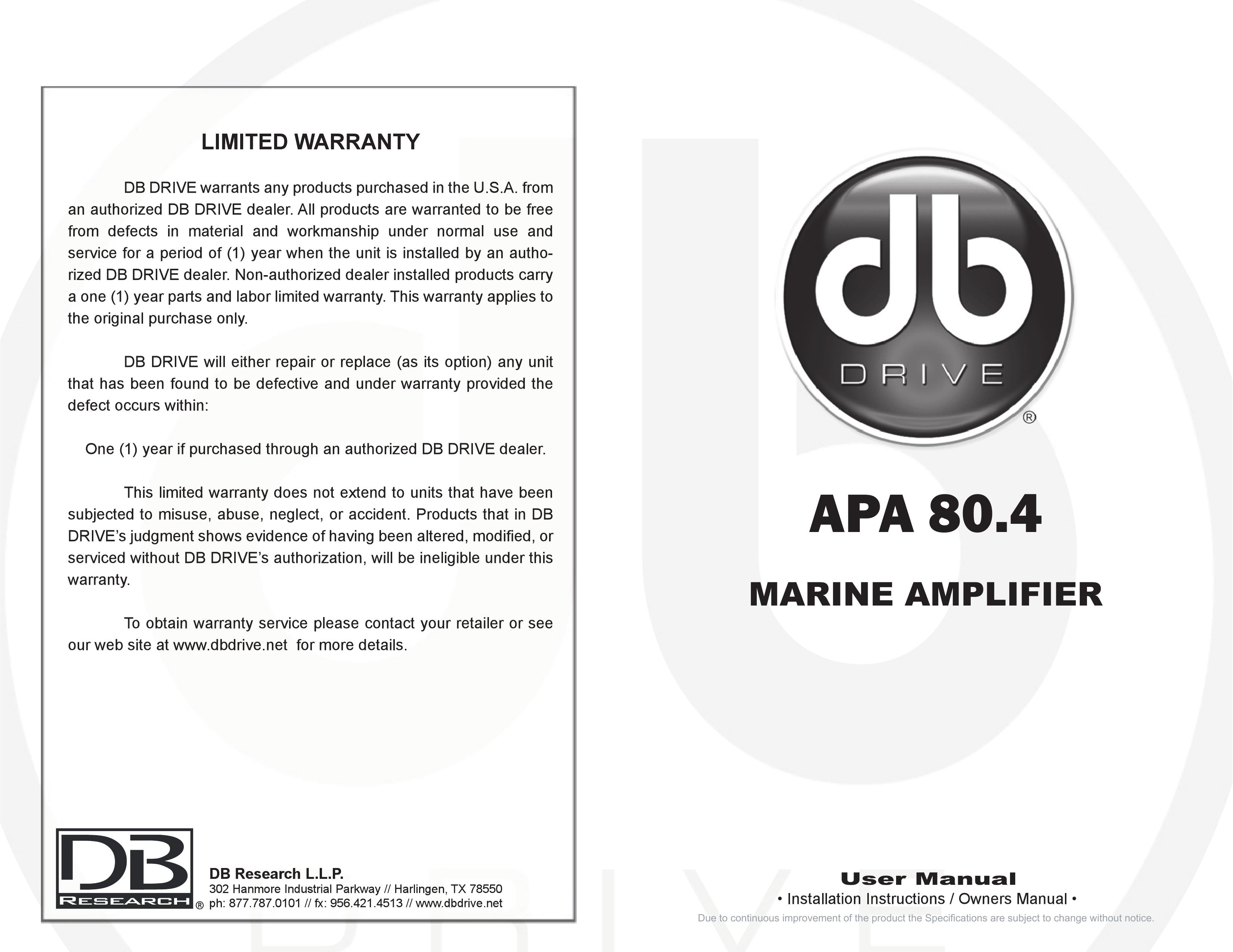 DB Industries MARINE AMPLIFIER Marine Instruments User Manual
