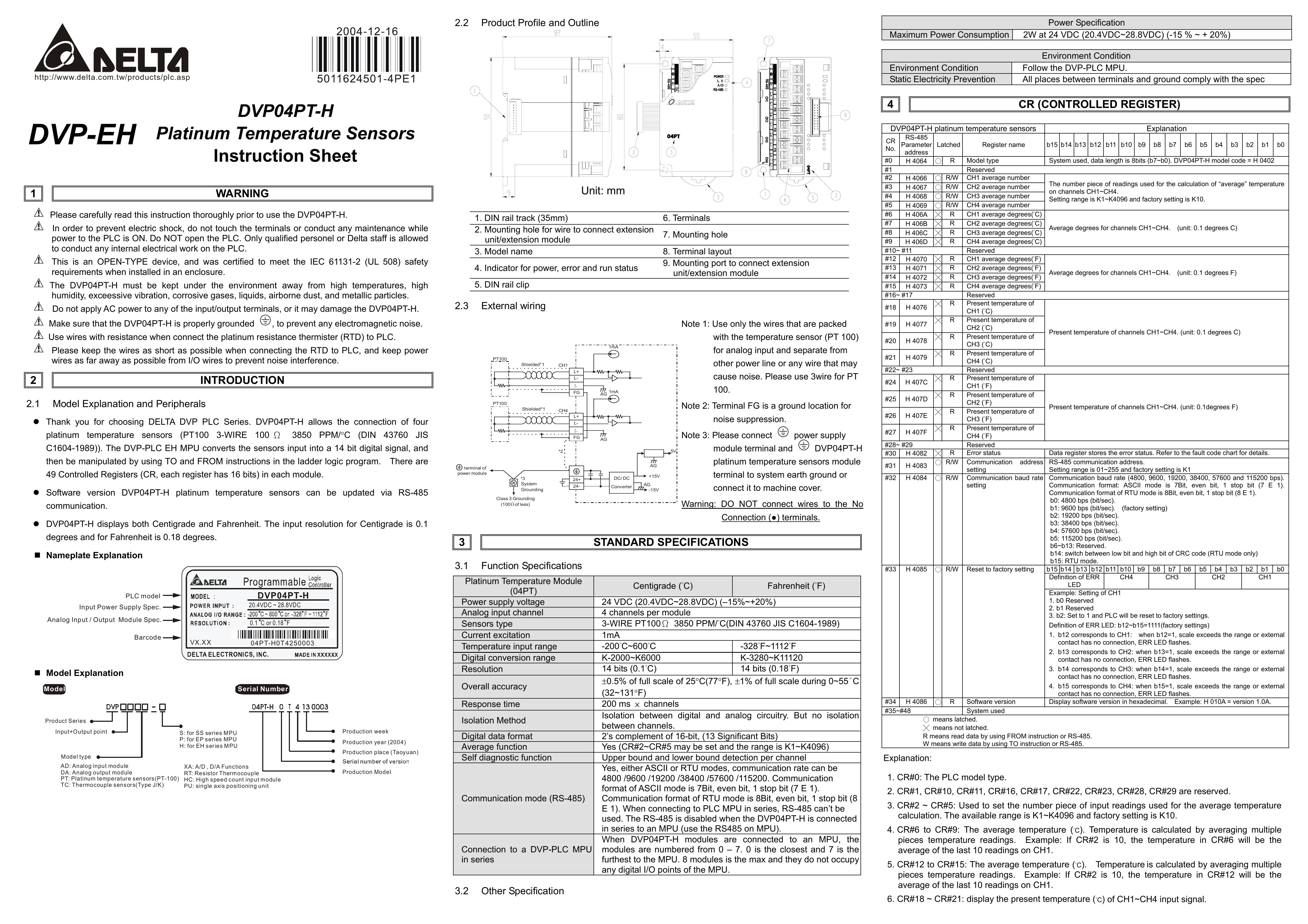 Delta DVP04PT-H Marine Instruments User Manual