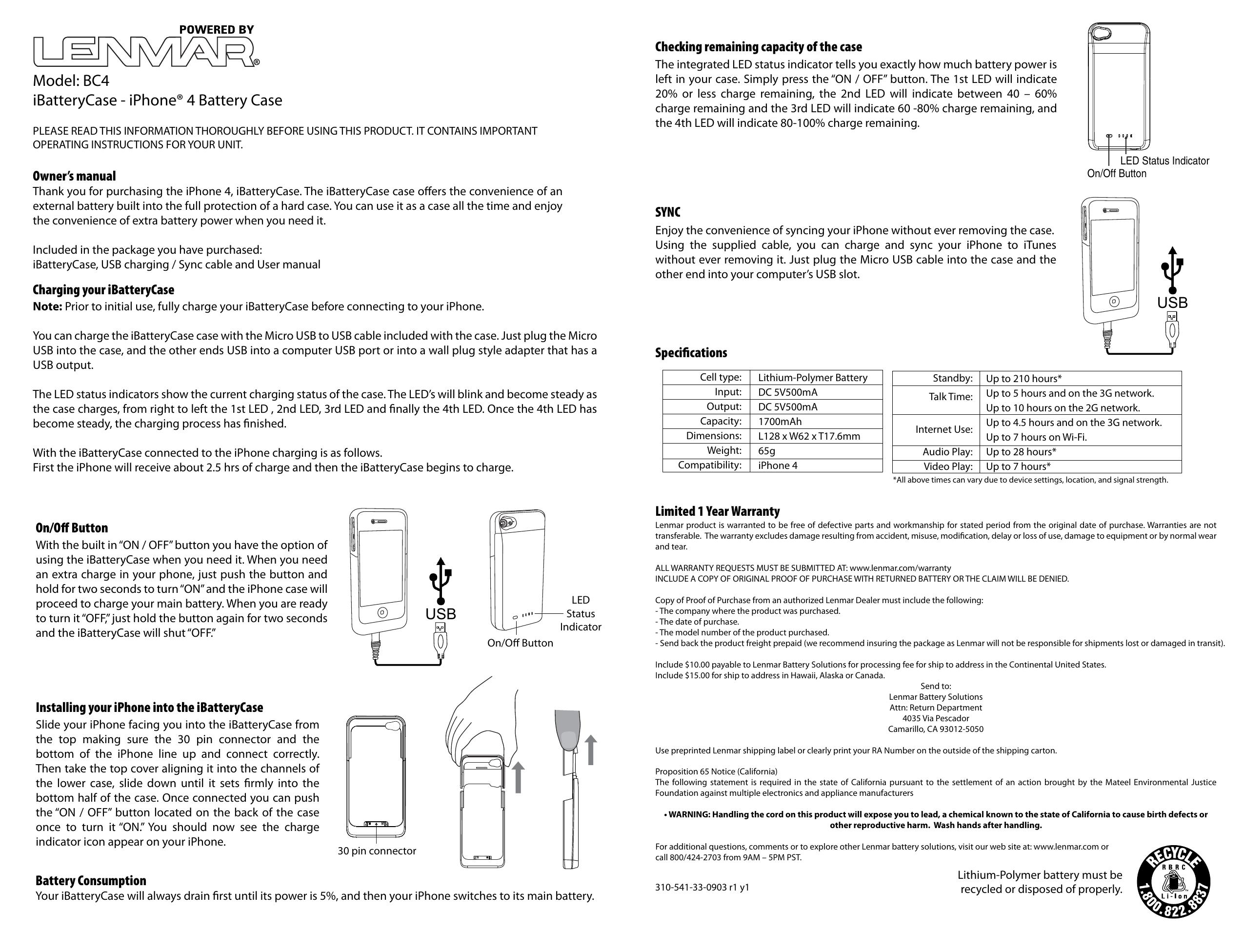 Lenmar Enterprises BC4 Marine Instruments User Manual