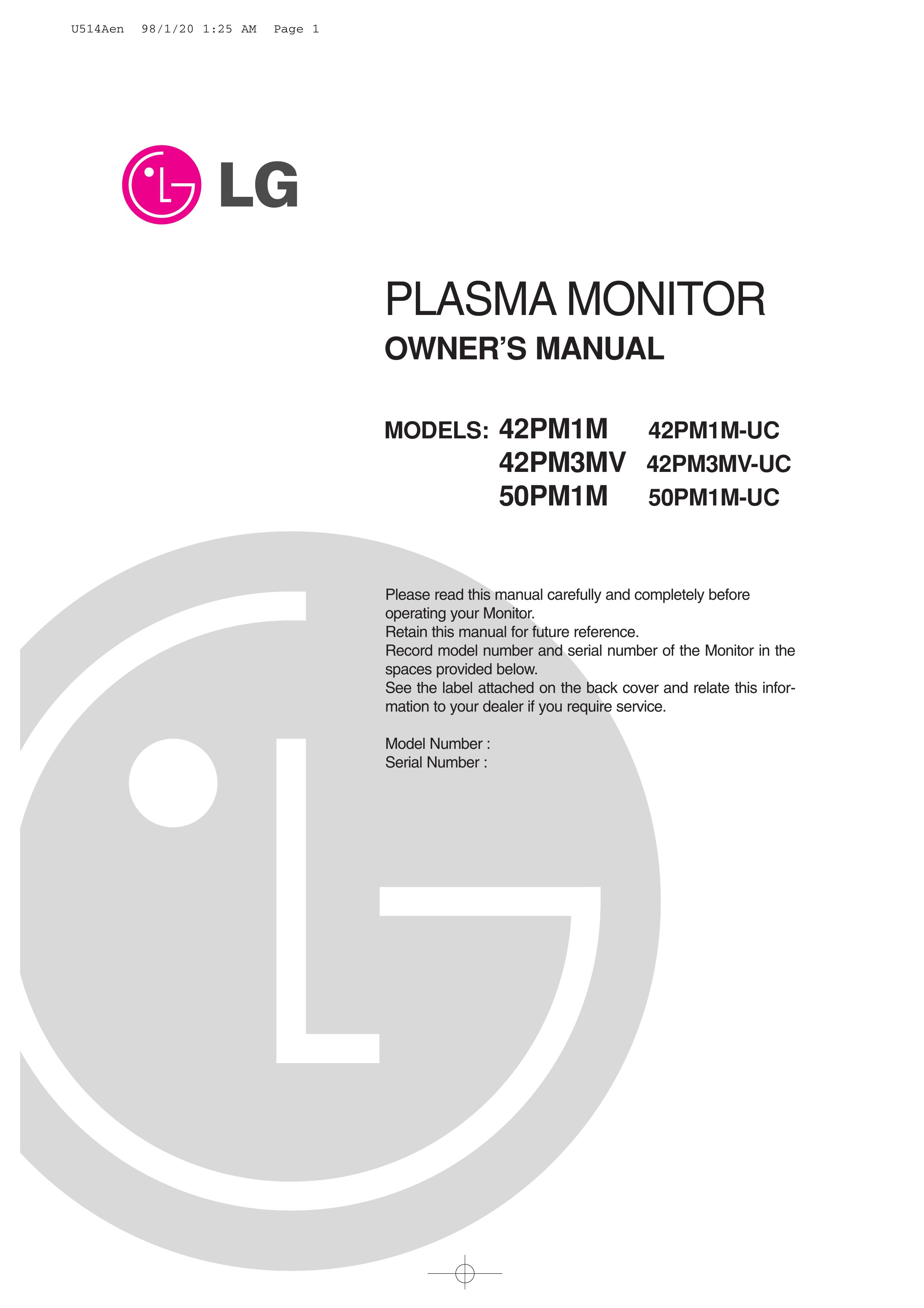 LG Electronics 42PM1M Marine Instruments User Manual