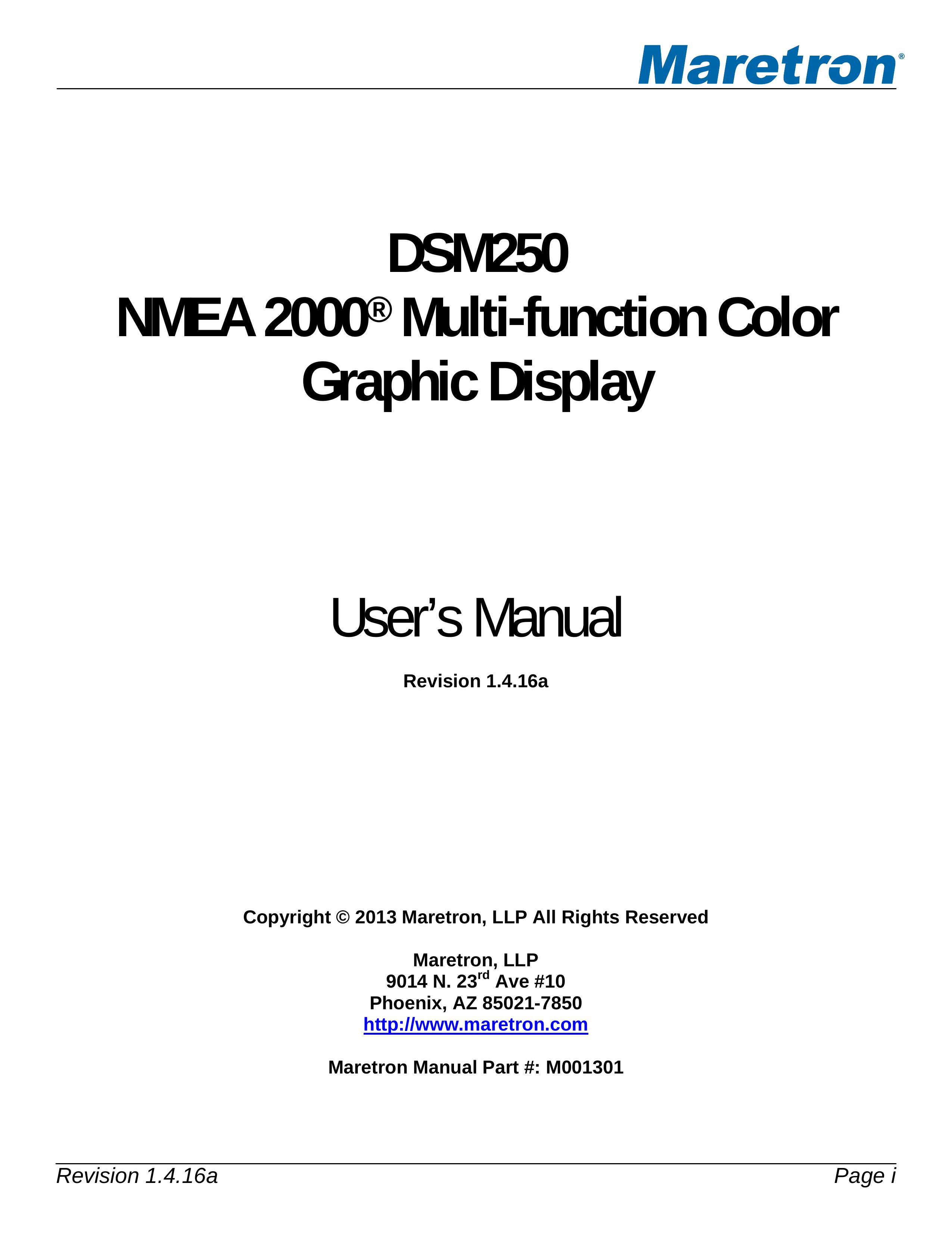 Maretron DSM250-01 Marine Instruments User Manual