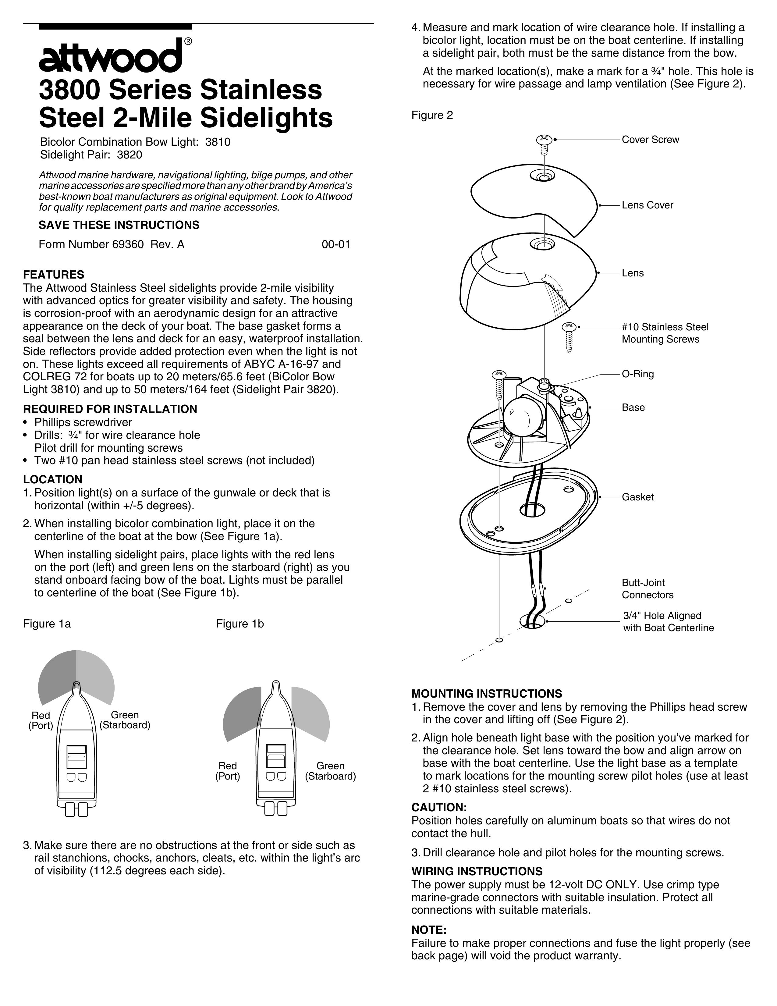 Attwood 3800 Series Marine Lighting User Manual